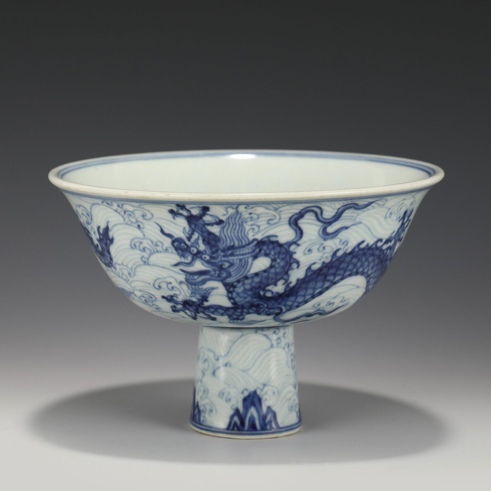 MING XUANDE BLUE & WHITE HIGH STEM BOWL (1 of 10)
