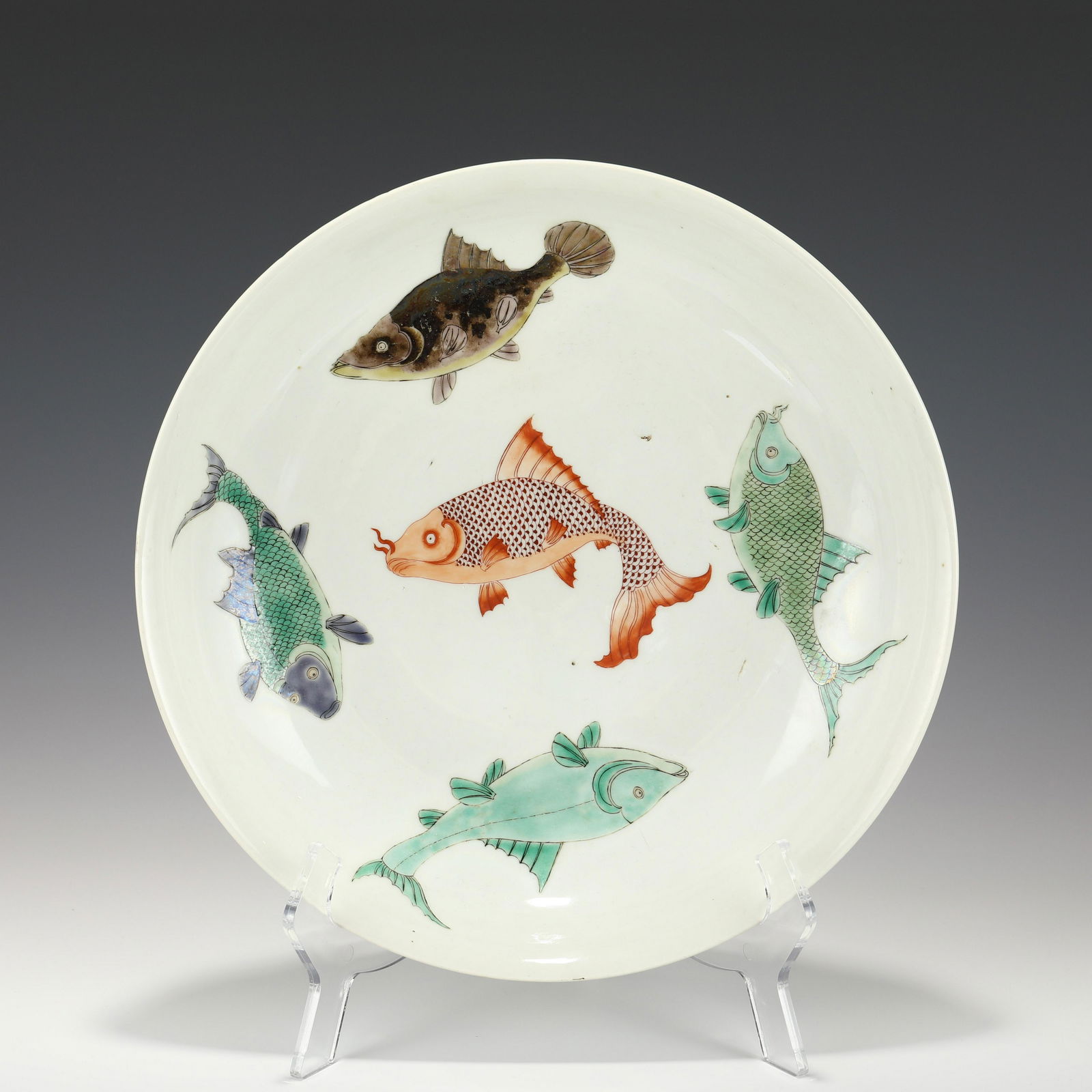 QING FAMILLE ROSE FIVE CARPS PLATE (1 of 10)