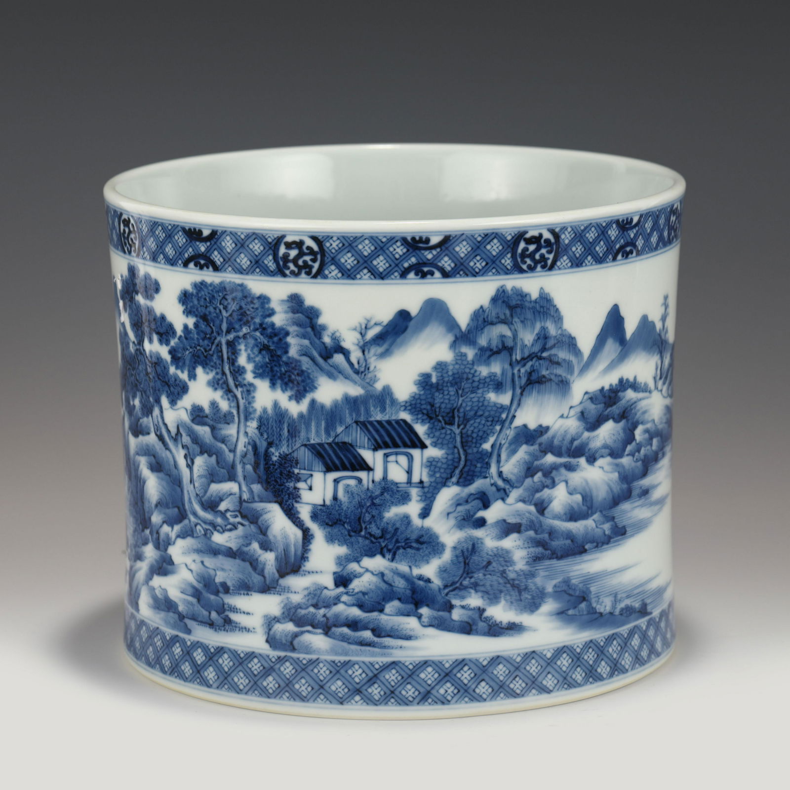 YONGZHENG BLUE & WHITE BRUSH POT (1 of 10)