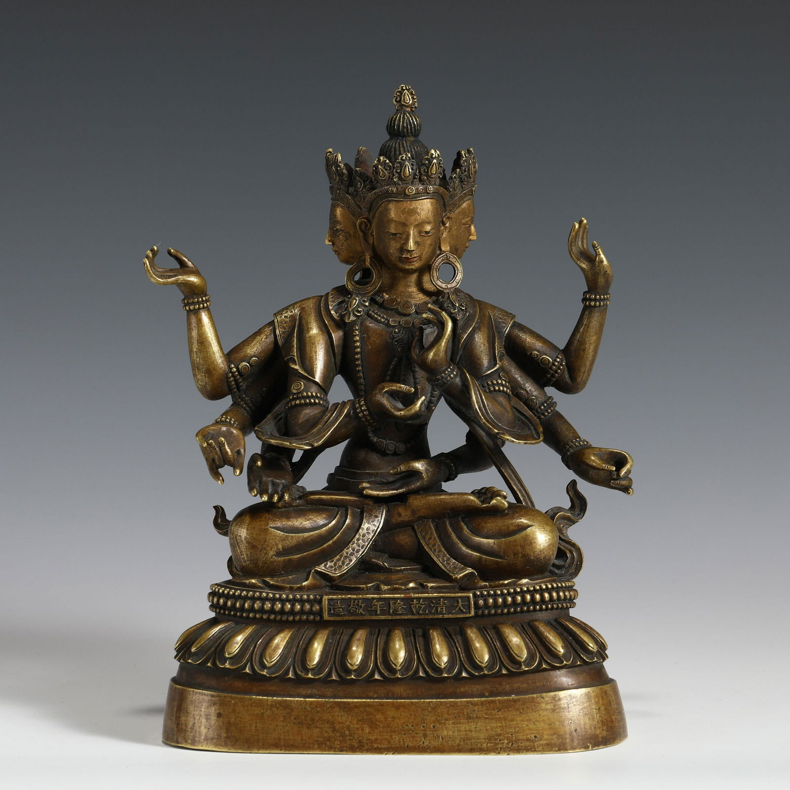 QING BRONZE THREE FACES BUDDHA (1 of 10)