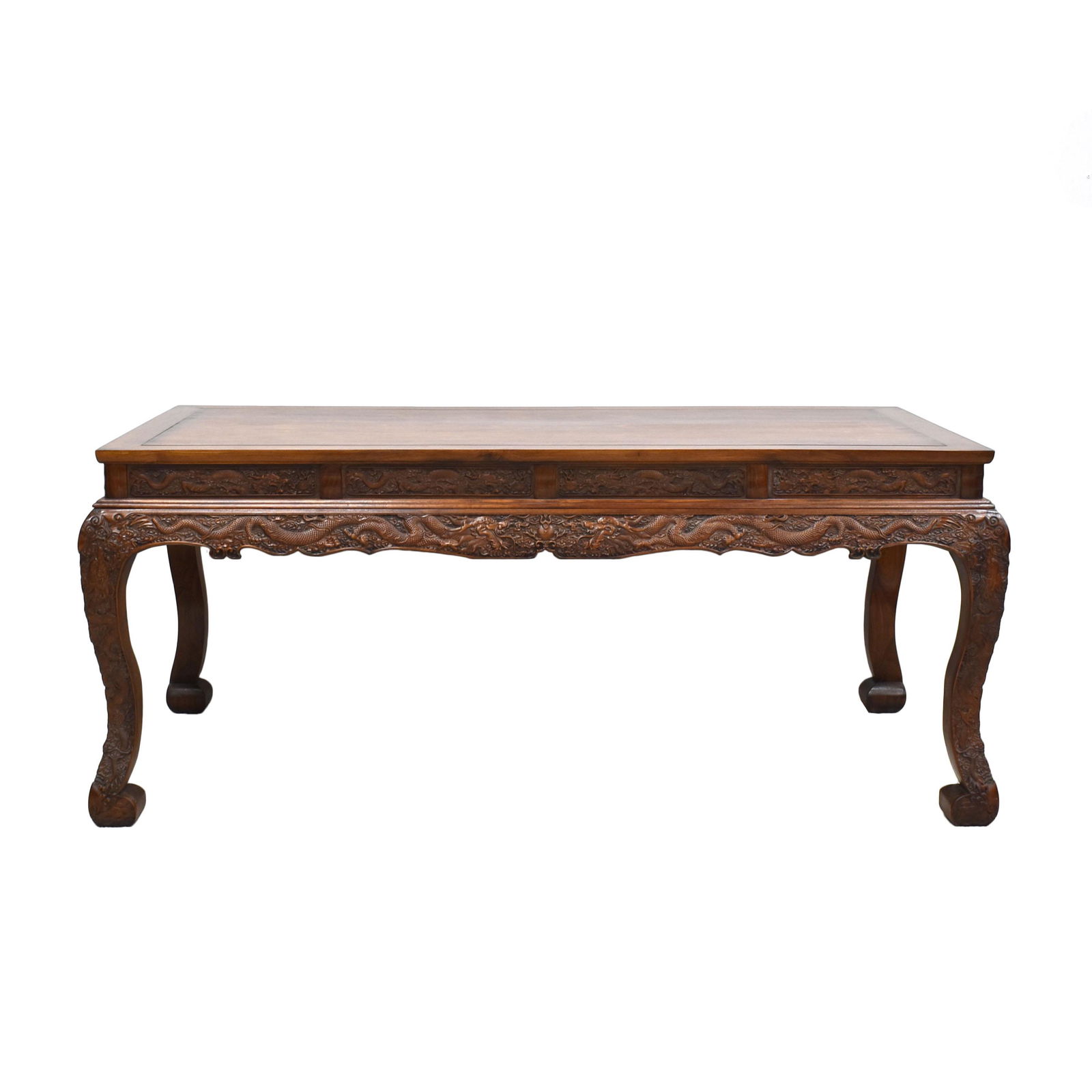 CARVED HUANGHUALI DRAGON RELIEF TABLE & CABRIOLE LEGS (1 of 11)