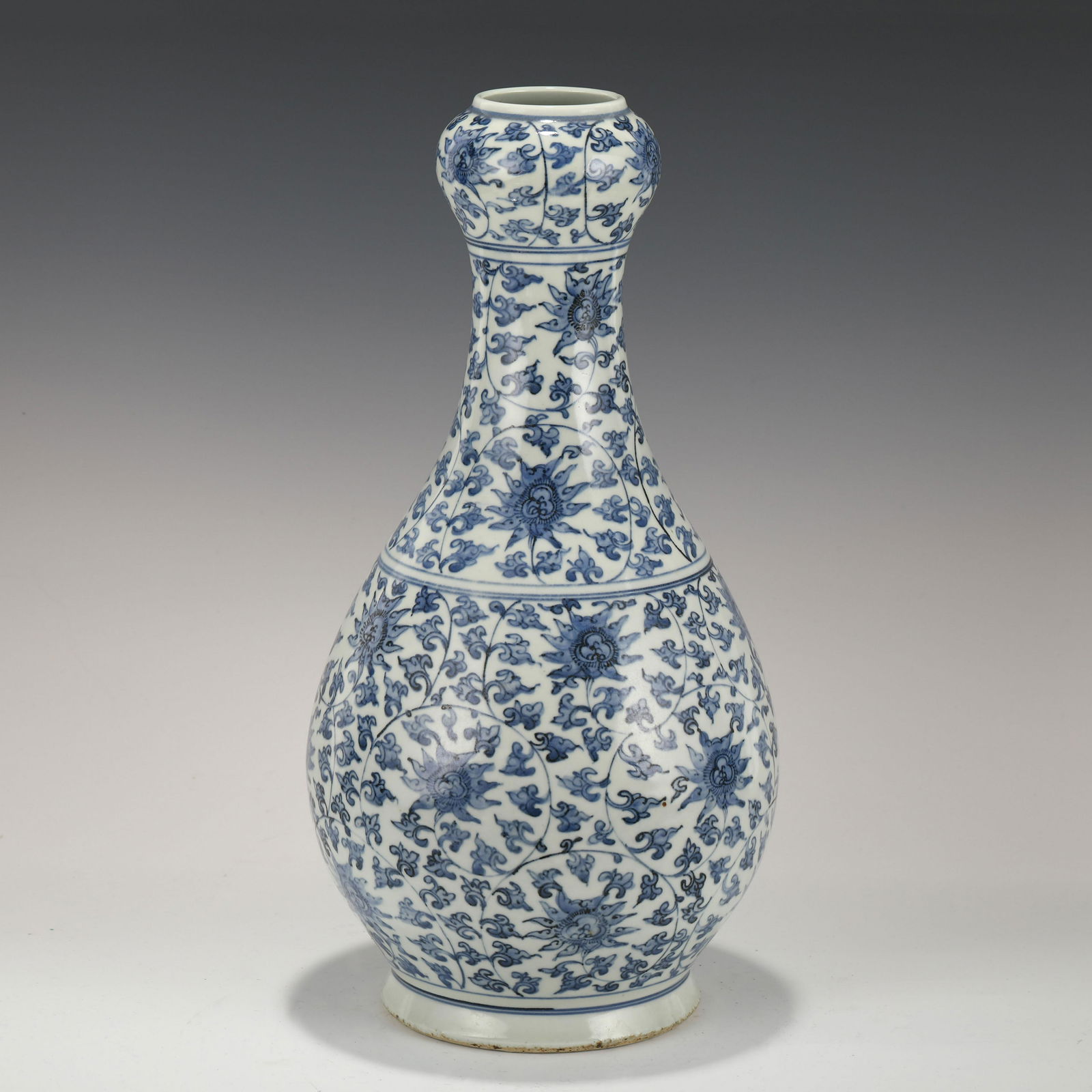 MING BLUE & WHITE WRAPPED FLORAL GARLIC VASE (1 of 10)