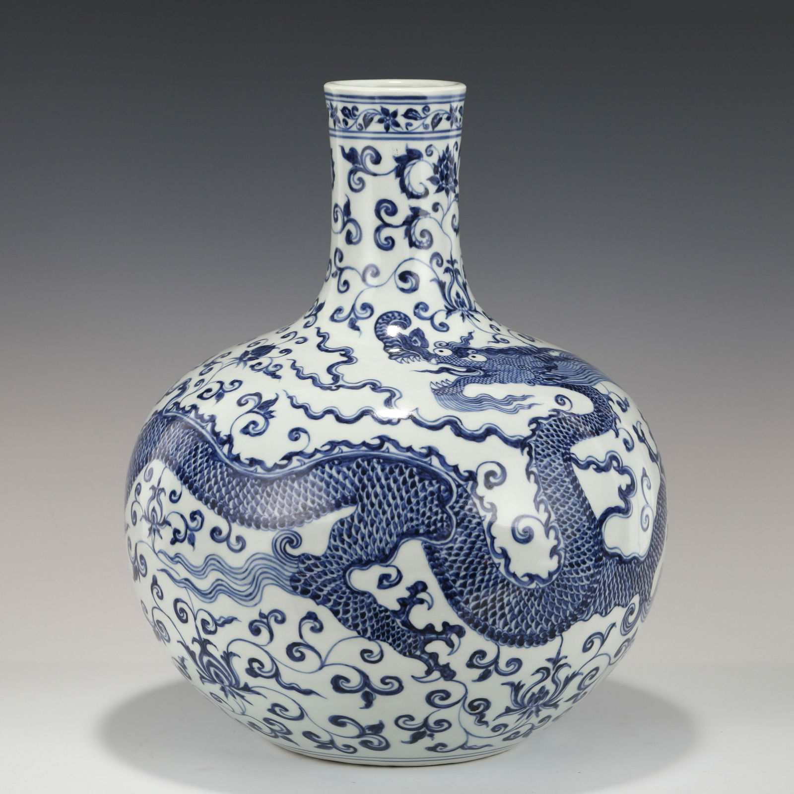 MING BLUE & WHITE DRAGON CELESTIAL VASE (1 of 10)