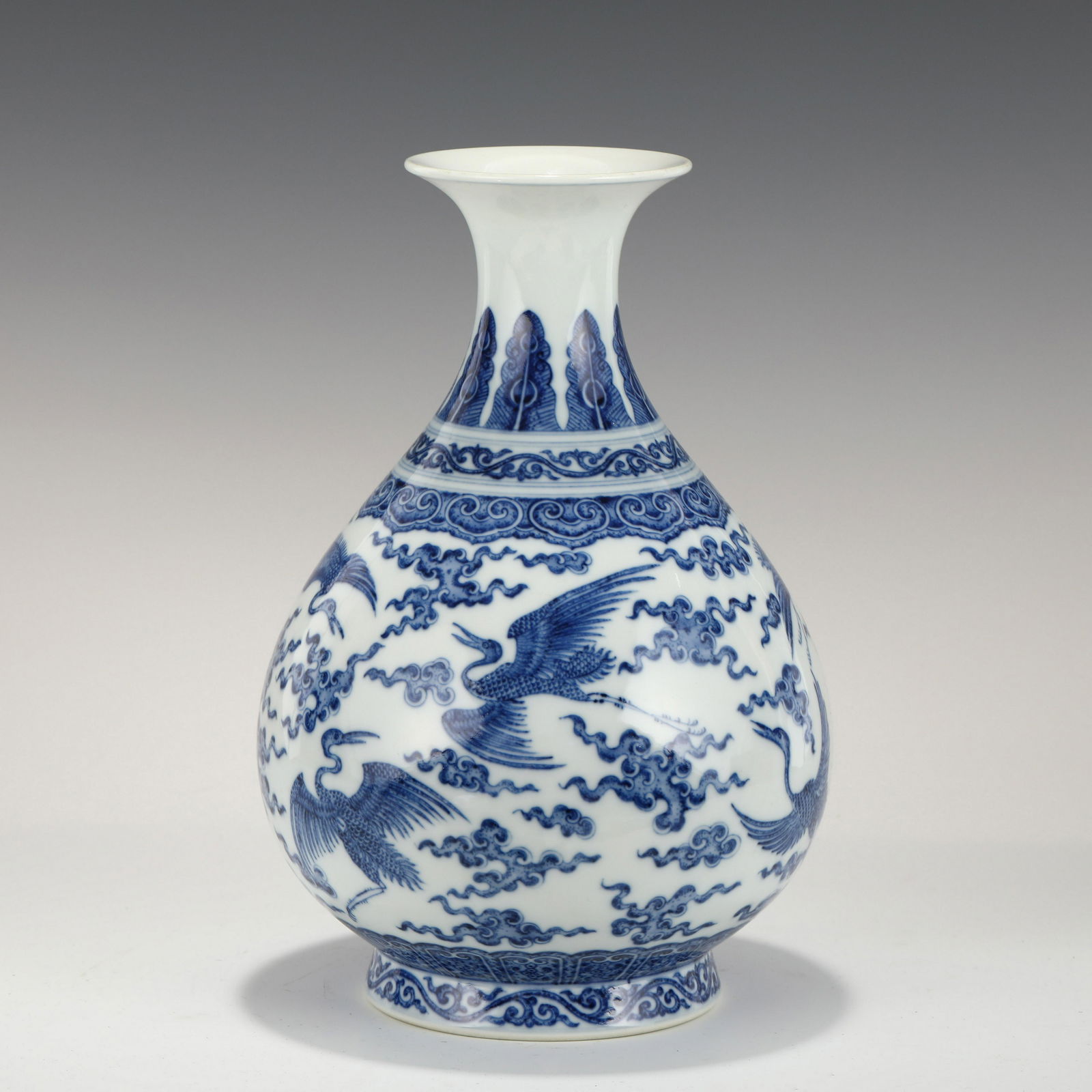 YONGZHENG BLUE & WHITE CRANES YUHUCHUN VASE (1 of 10)