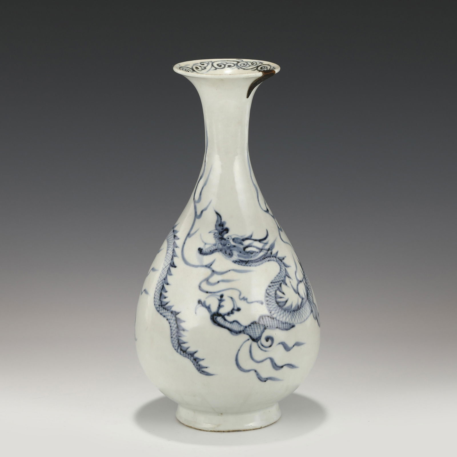 YUAN BLUE & WHITE DRAGON YUHUCHUN VASE (1 of 10)