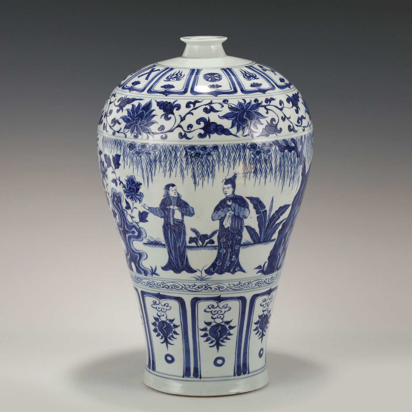 YUAN BLUE & WHITE FIGURATIVE & LANDSCAPE MEIPING JAR (1 of 20)