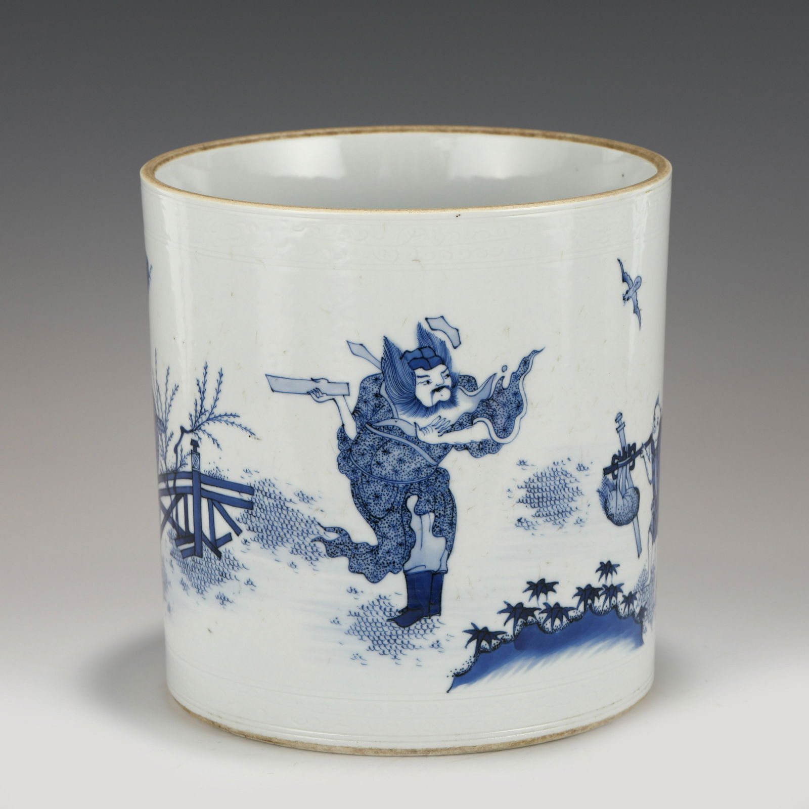 KANGXI BLUE & WHITE BRUSH POT (1 of 10)