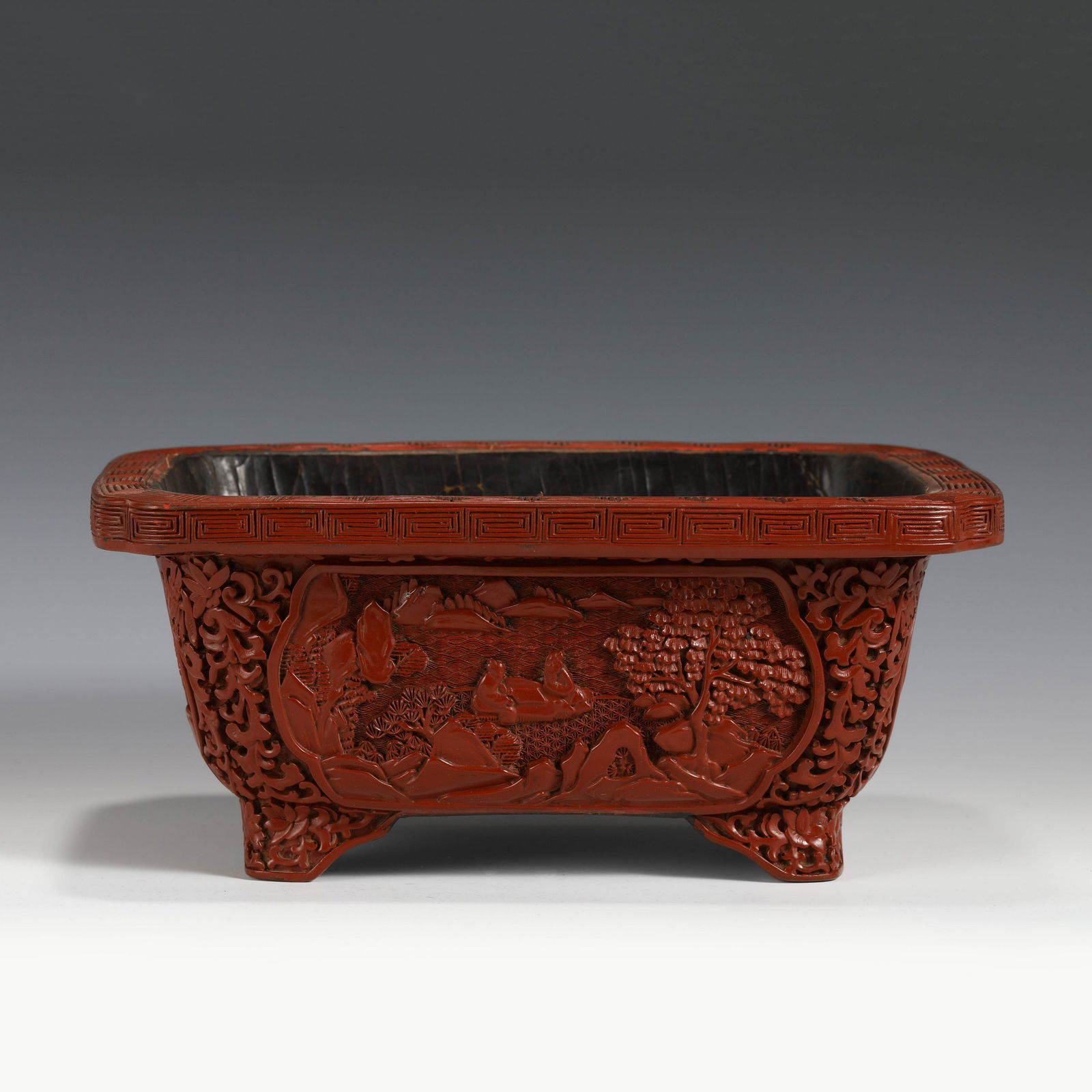 QIANLONG CINNABAR CARVED PLANTER (1 of 10)