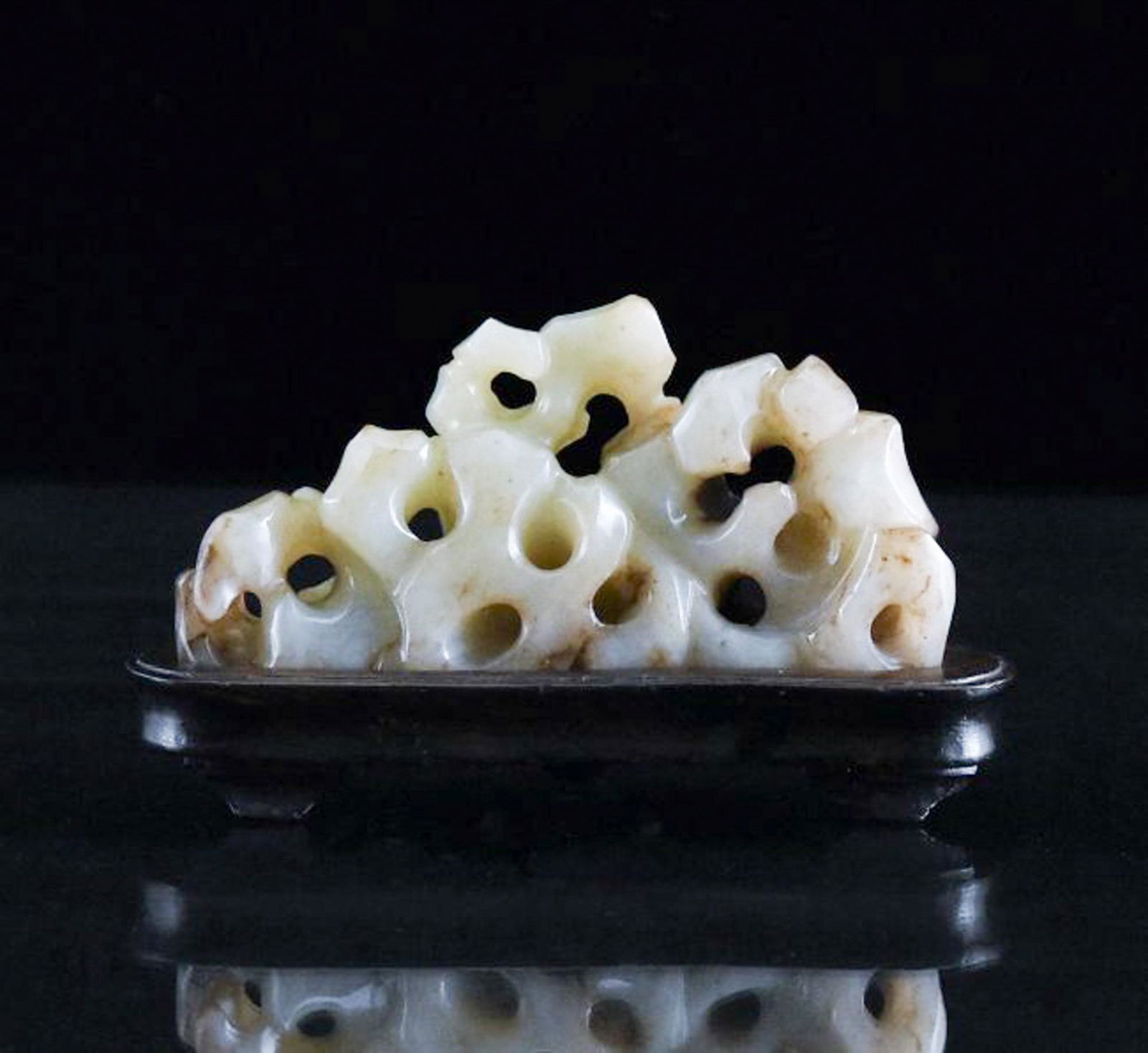 CARVED JADE MODEL OF SCHOLAR ROCK ON STAND (1 of 10)