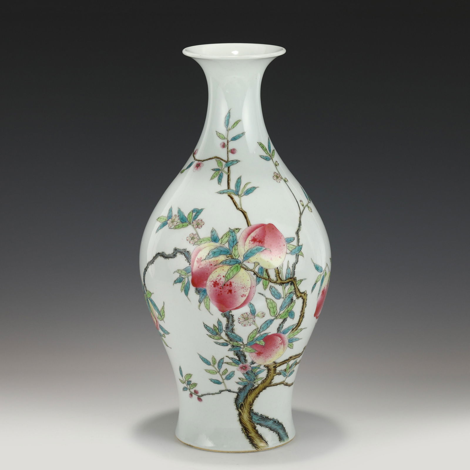 YONGZHENG FAMILLE ROSE PEACH ABUNDANT WILLOW VASE (1 of 10)