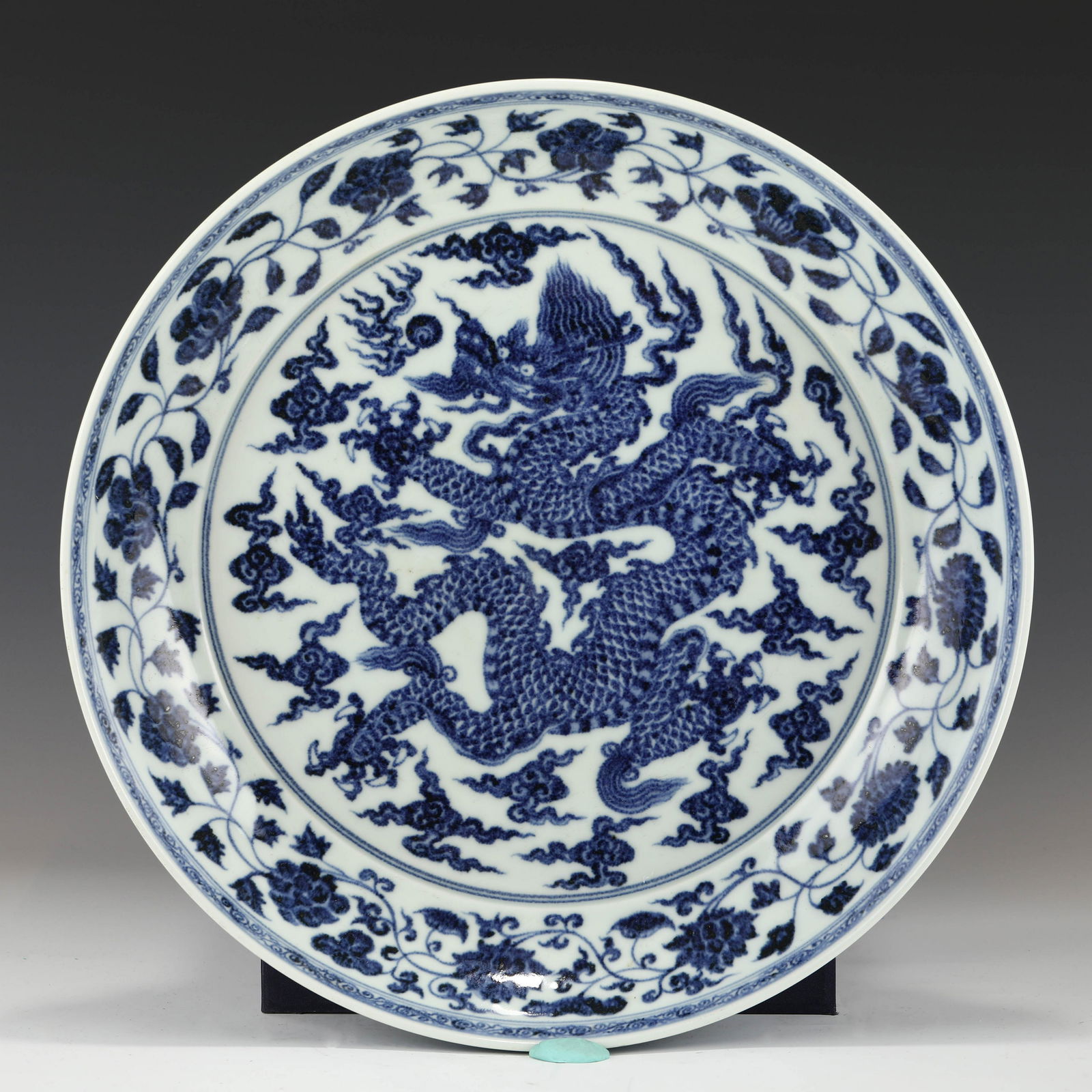 MING BLUE & WHITE DRAGON PLATE (1 of 10)