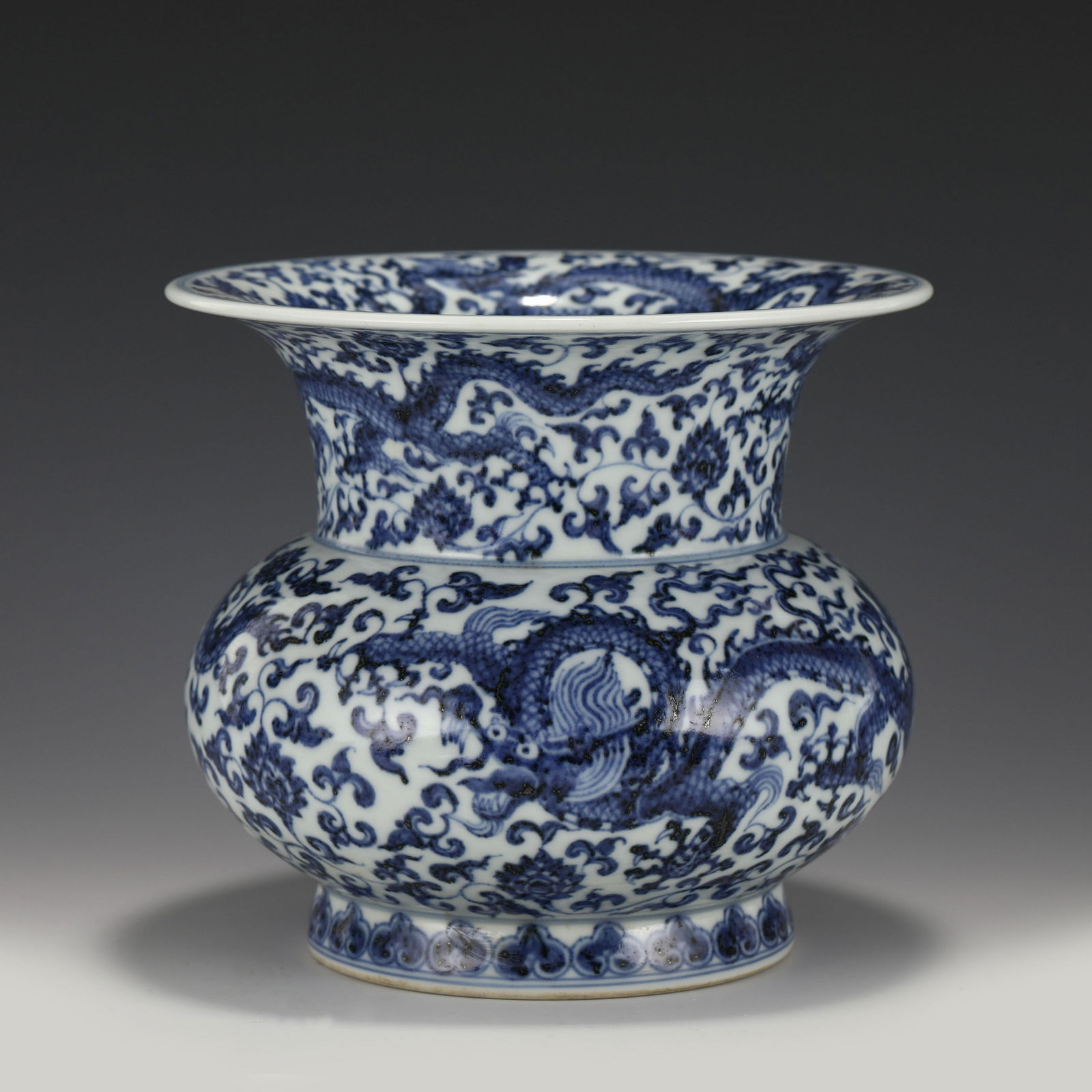 MING XUANDE BLUE & WHITE DRAGON FLOWER VASE (1 of 10)