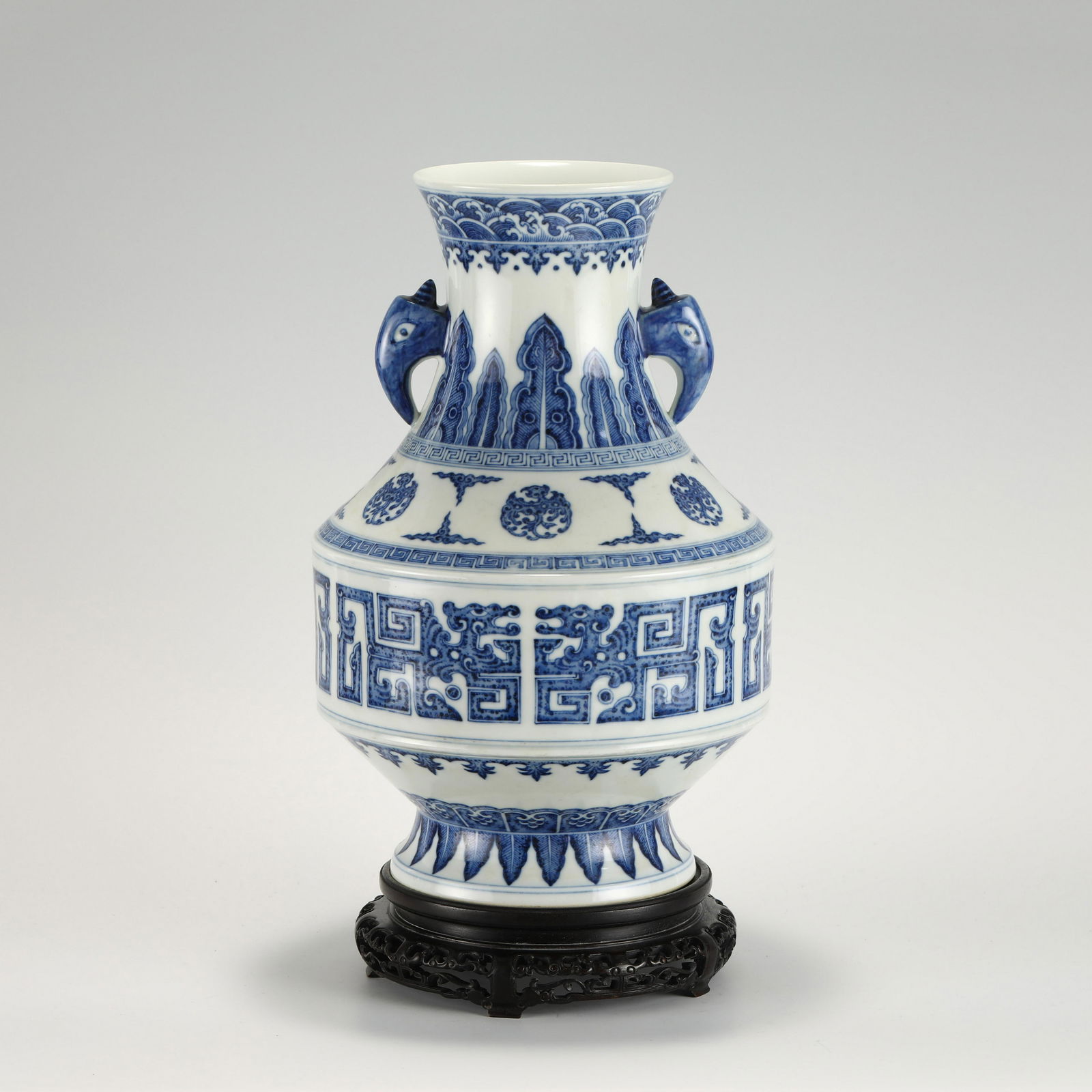 QING QIANLONG BLUE AND WHITE ELEPHANT EAR VASE (1 of 10)