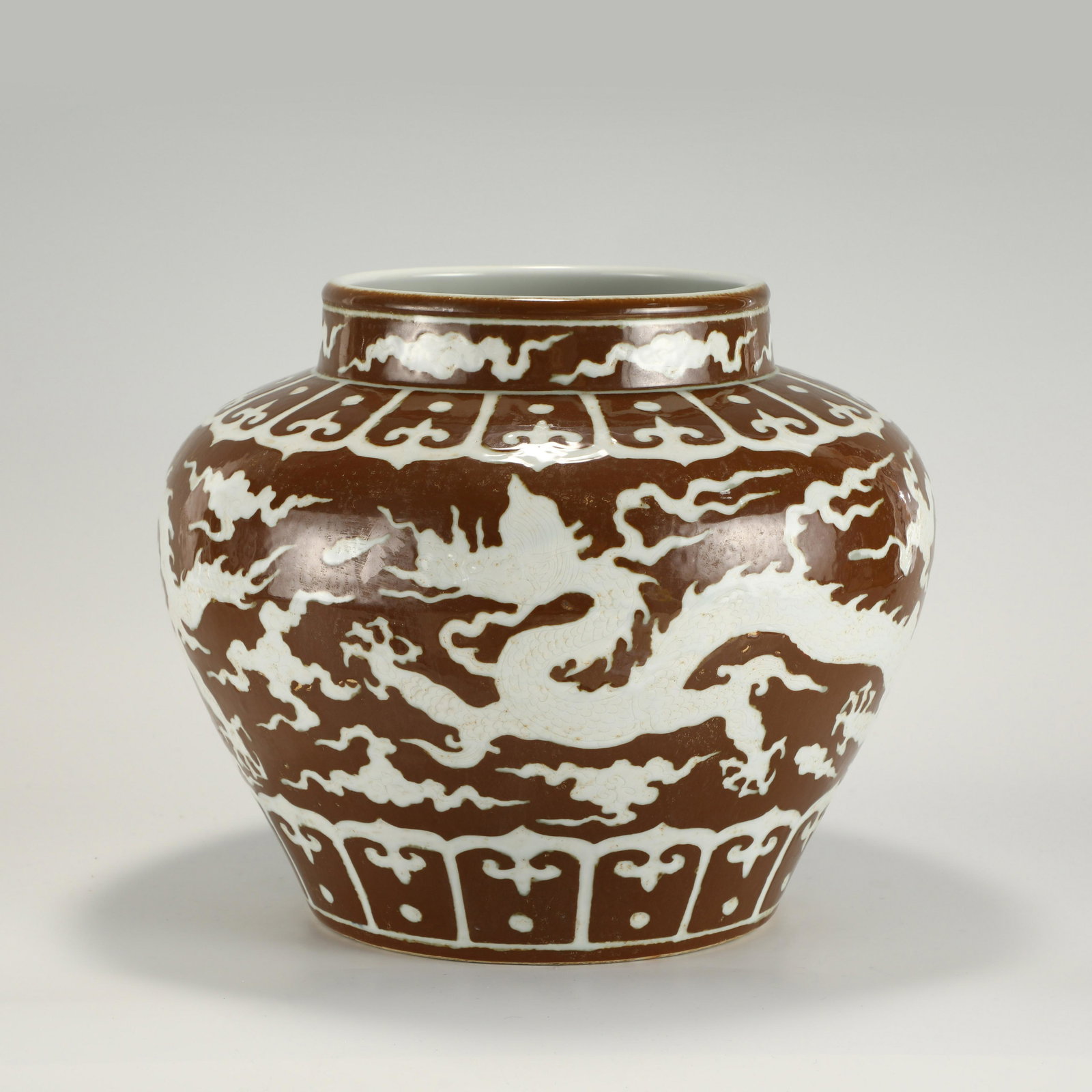MING BROWN AND WHITE DRAGON JAR (1 of 10)
