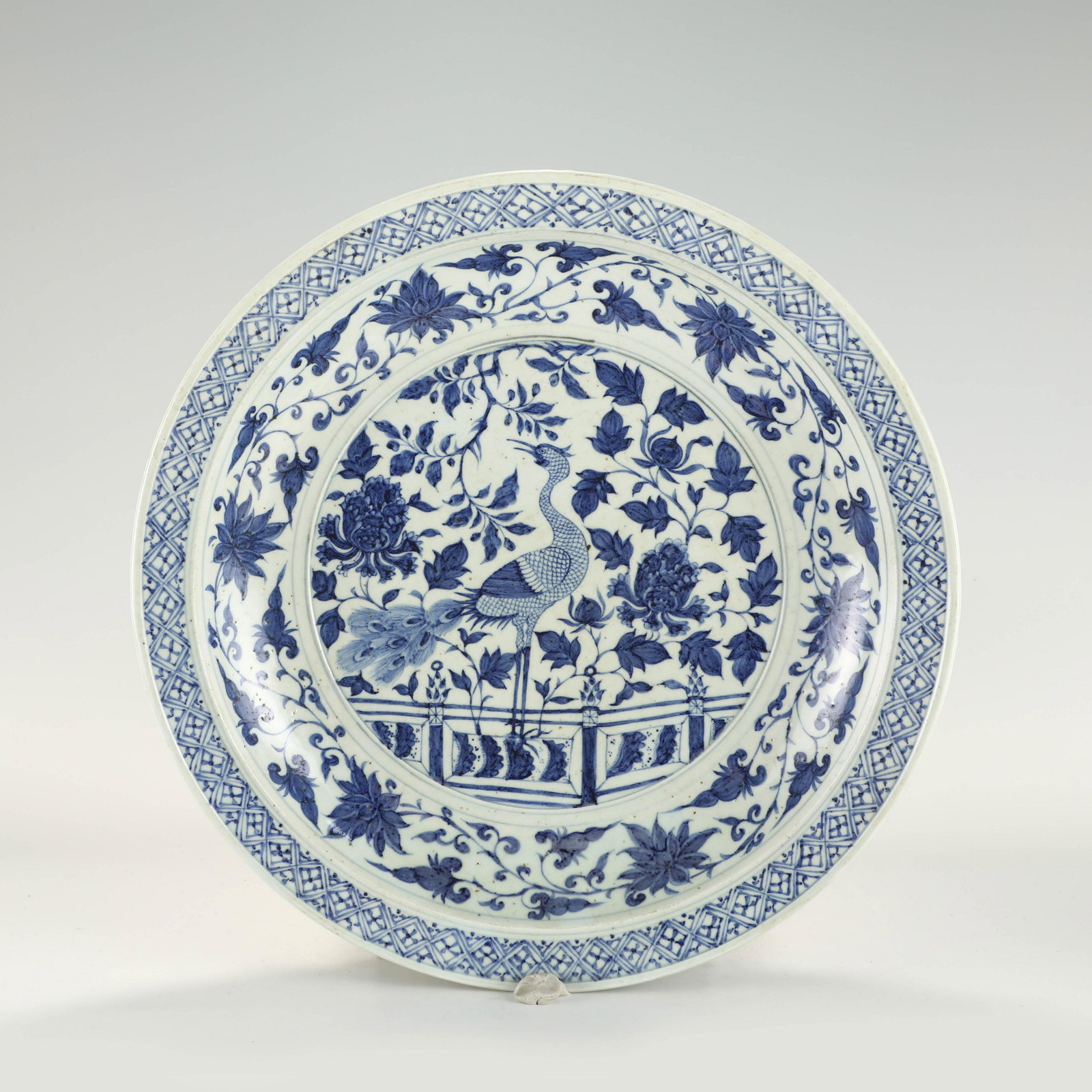 YUAN BLUE AND WHITE PEACOCK PLATE (1 of 10)