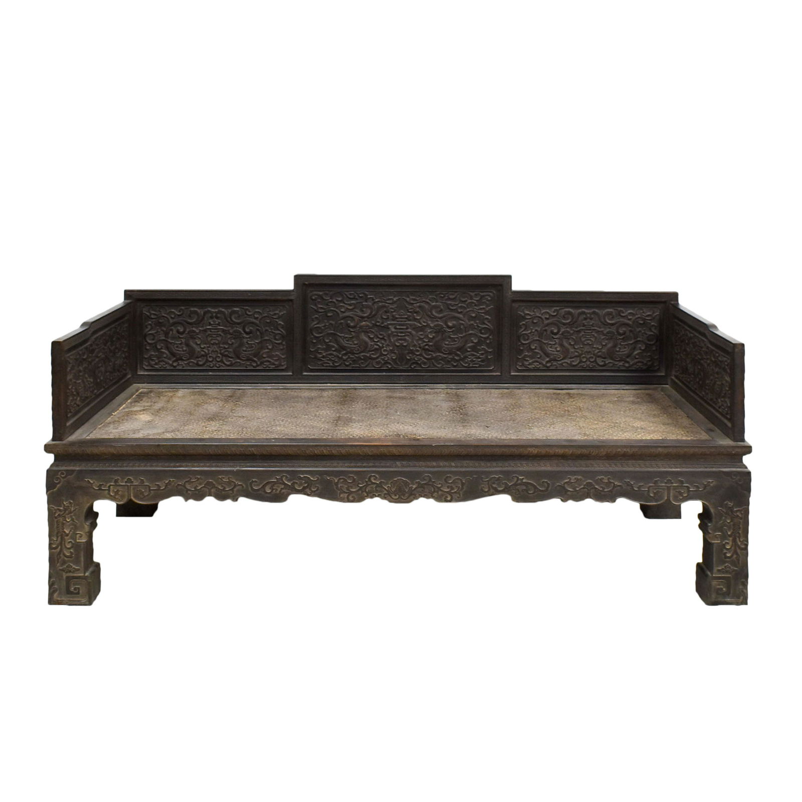 CHINESE ZITAN CARVED ARHAT DAY BED (1 of 10)