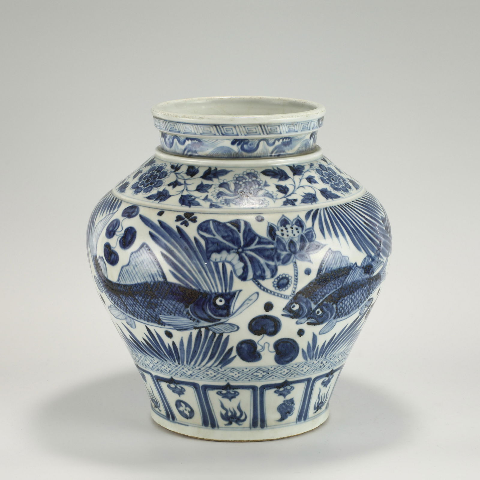 YUAN BLUE AND WHITE FISH GRASS POT (1 of 9)