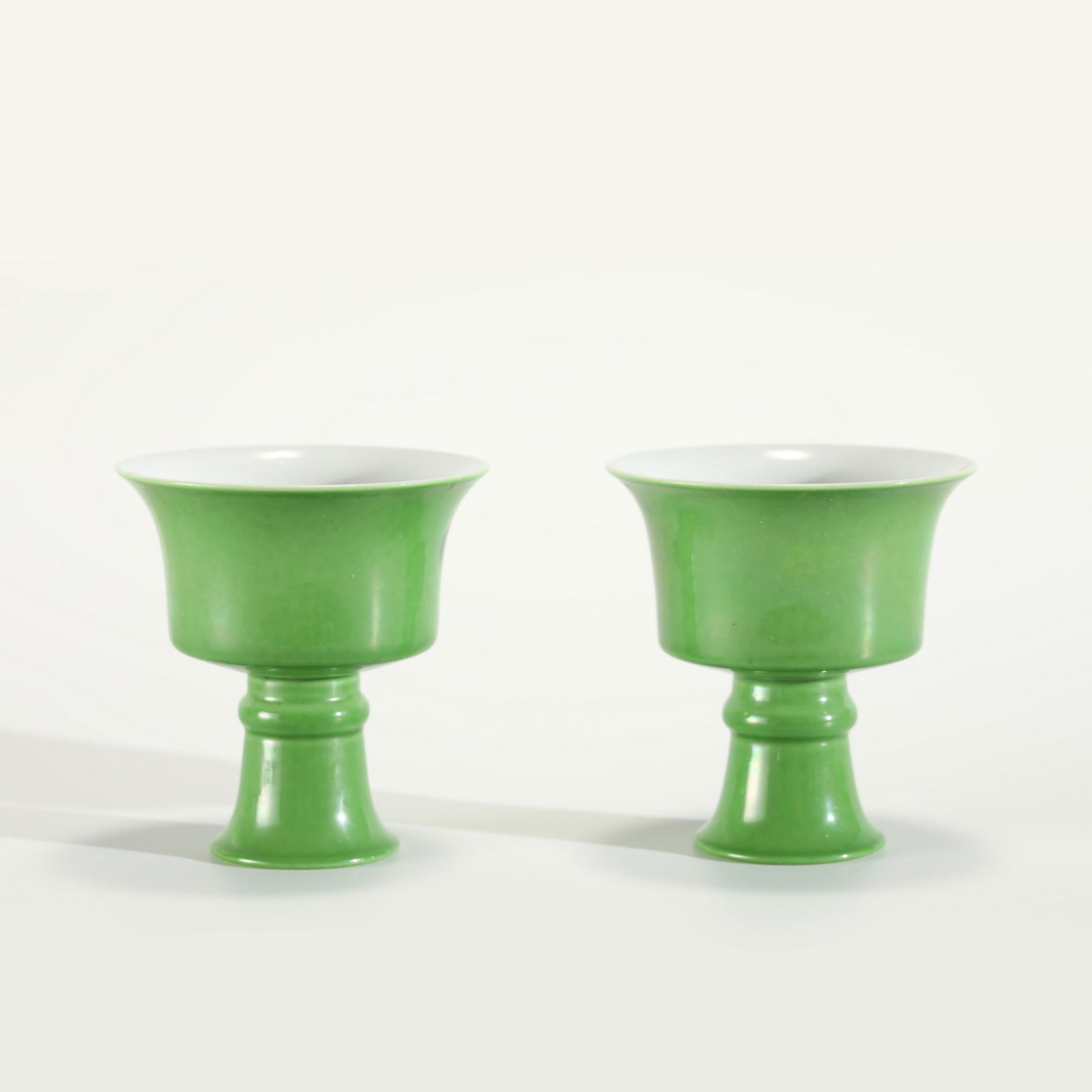 QING QIANLONG APPLE GREEN GOBLET CUPS (1 of 10)