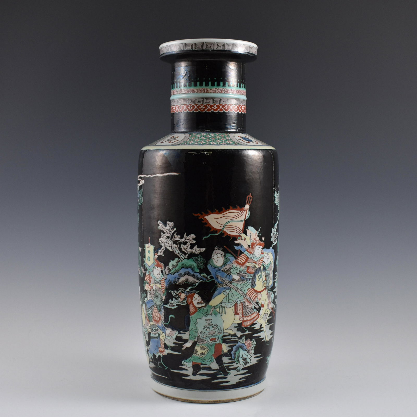 QING FAMILLE ROSE OVER PURPLE GROUND ROULEAU VASE (1 of 7)