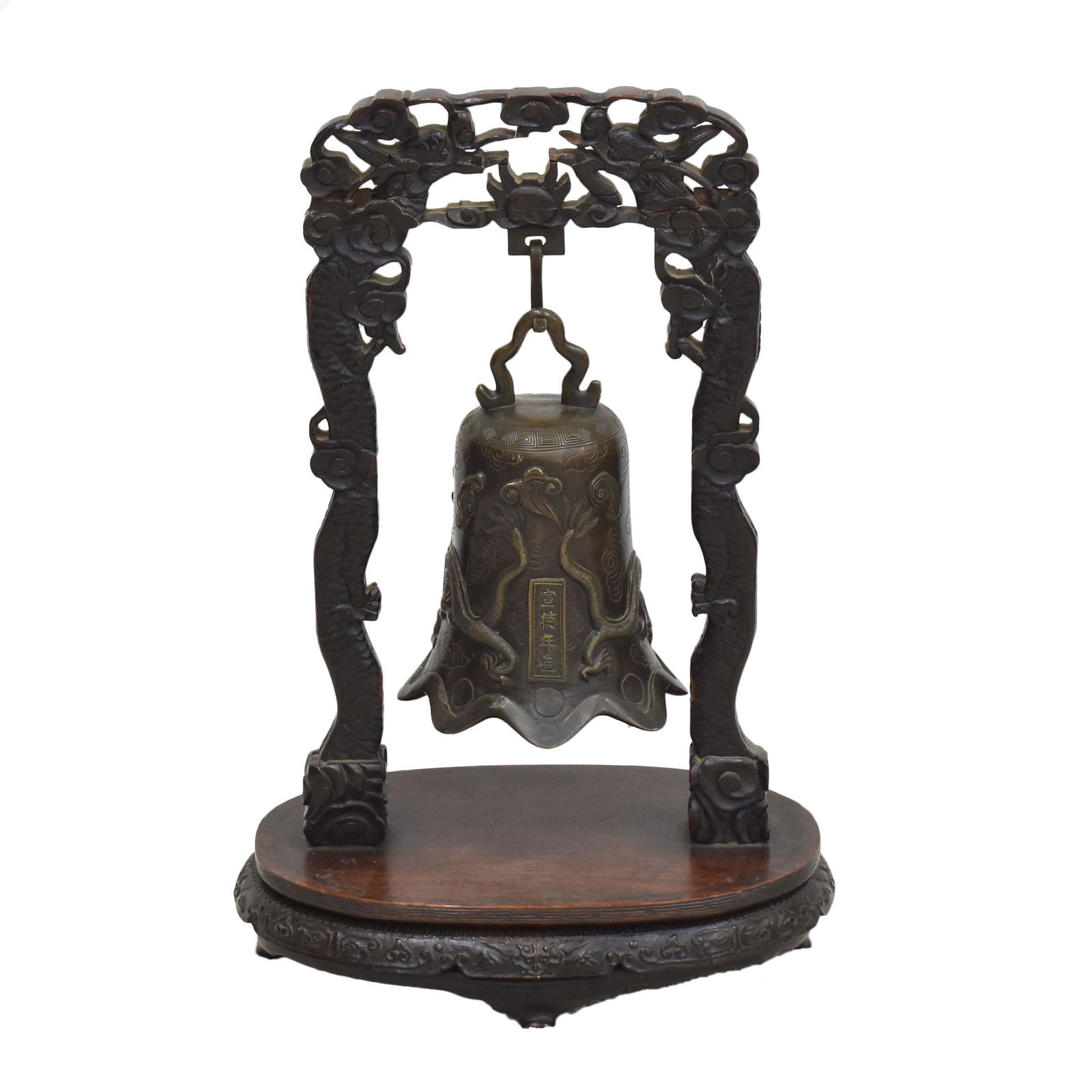 CHINESE BRONZE BELL WITH WOODEN FRAME (1 of 17)