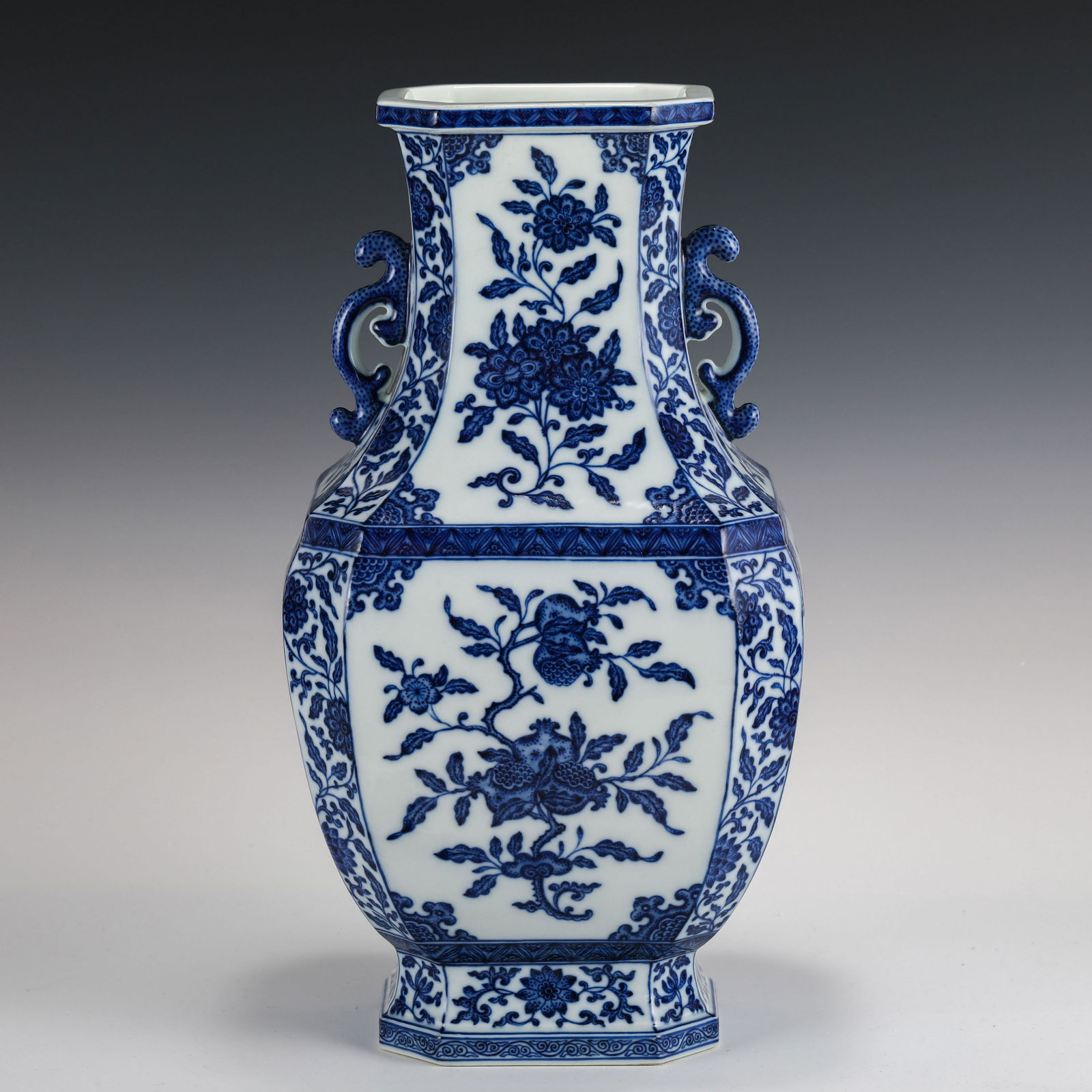 BLUE & WHITE FLORAL MOTIF VASE (1 of 8)