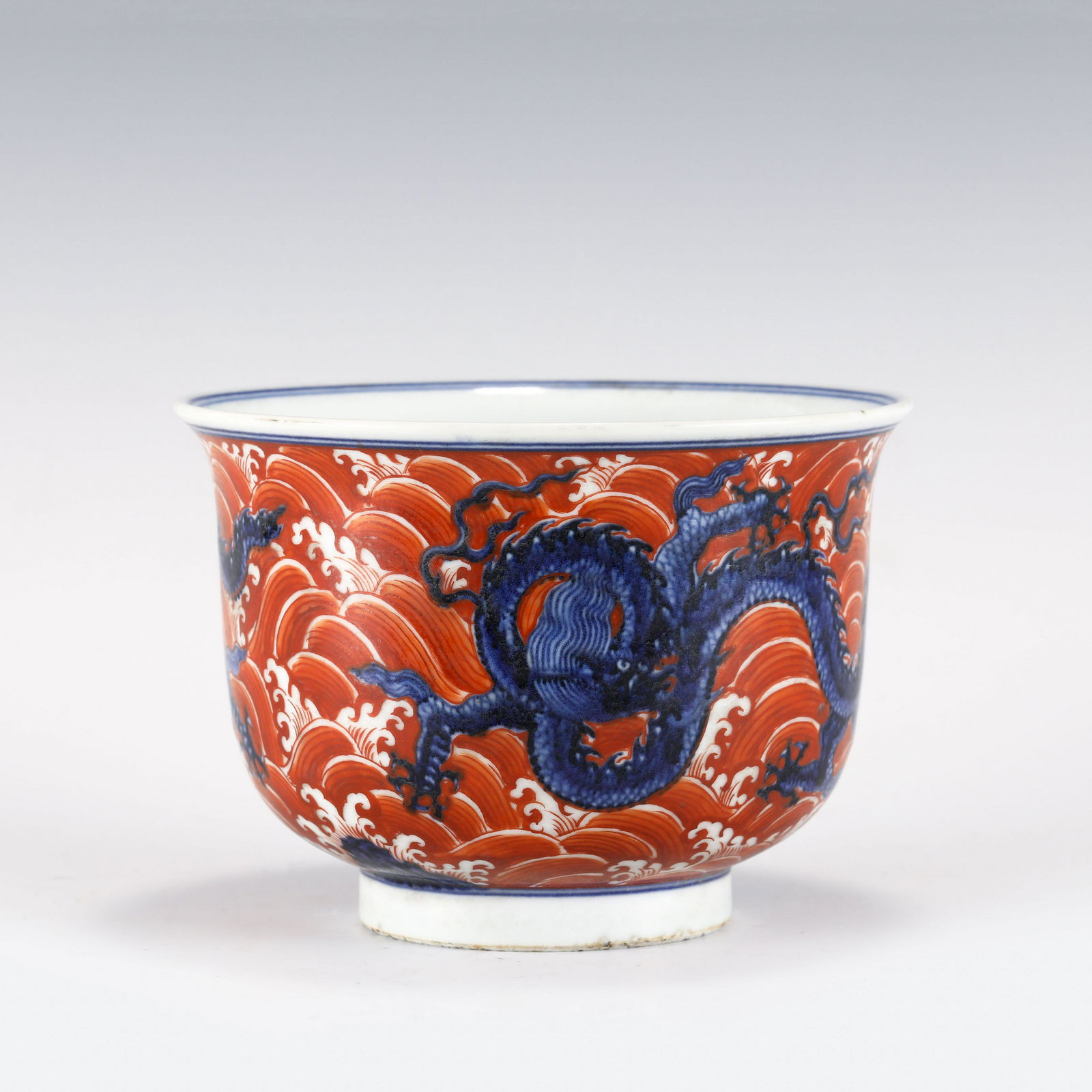 MING DYNASTY XUANDE ALUM RED & BLUE & WHITE DRAGON BOWL (1 of 10)