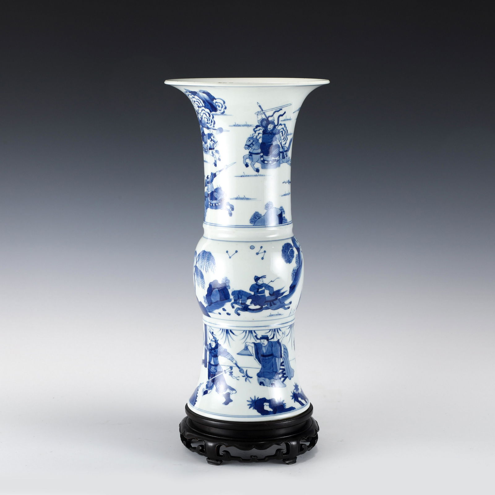 CHINESE KANGXI BLUE & WHITE FLOWER GOBLET VASE (1 of 10)