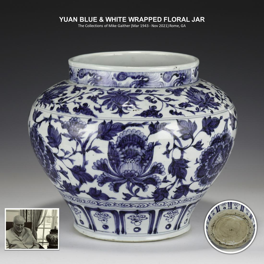 YUAN BLUE & WHITE WRAPPED FLORAL JAR (1 of 9)