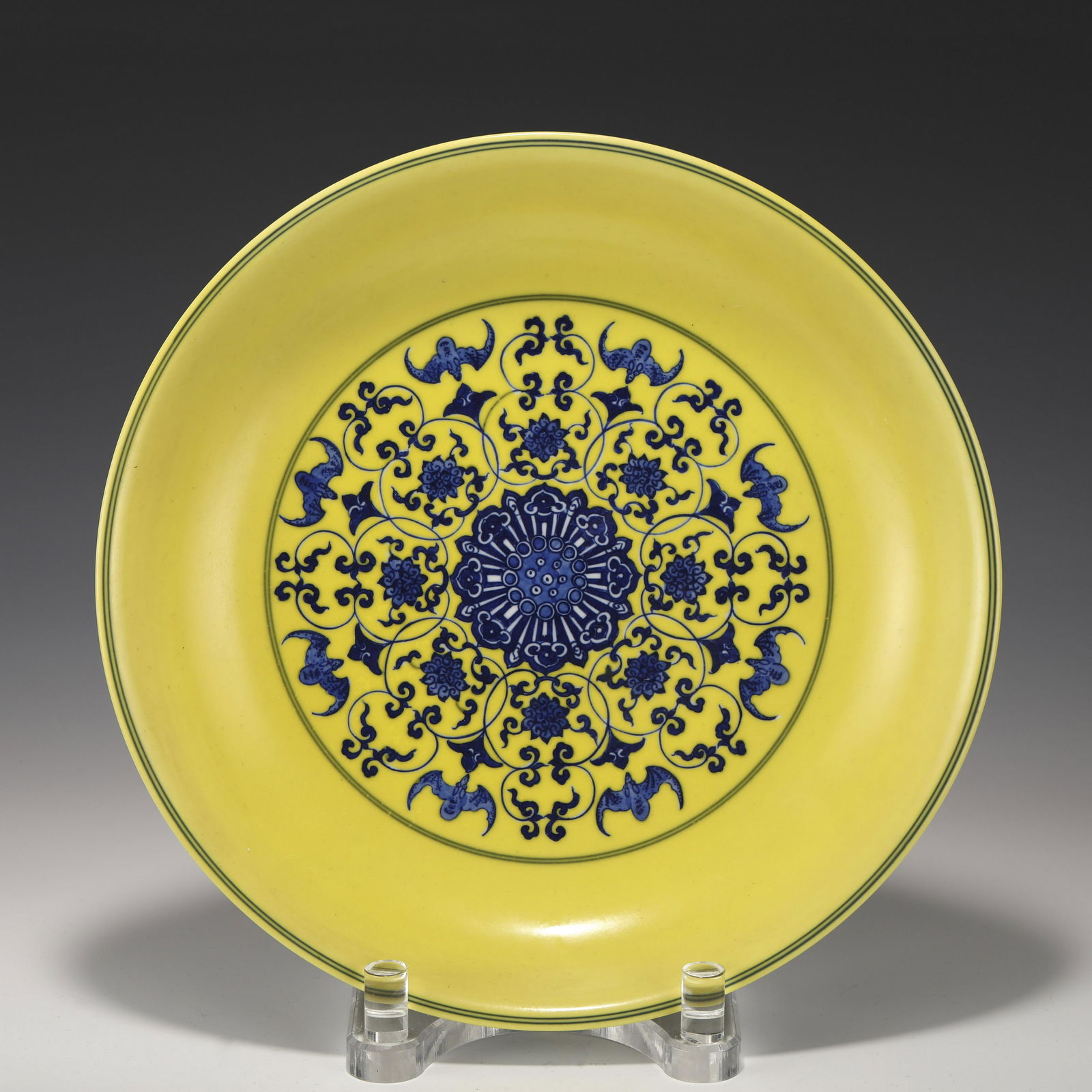 QING YONGZHENG BLUE & YELLOW GLAZED PLATE (1 of 12)