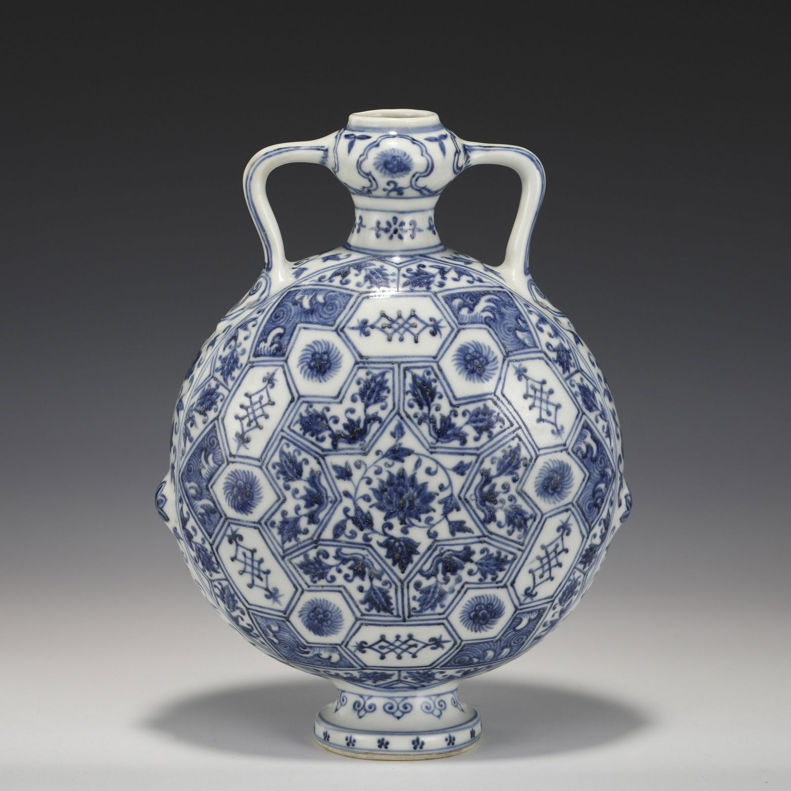 MING BLUE & WHITE FLAT VASE (1 of 10)
