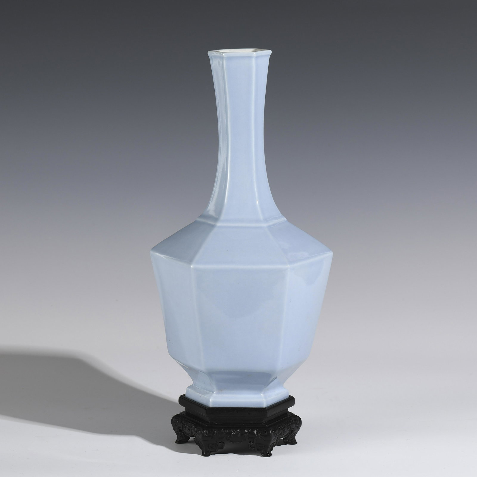 QING YONGZHENG SKY BLUE GLAZED HEXAGONAL VASE (1 of 9)