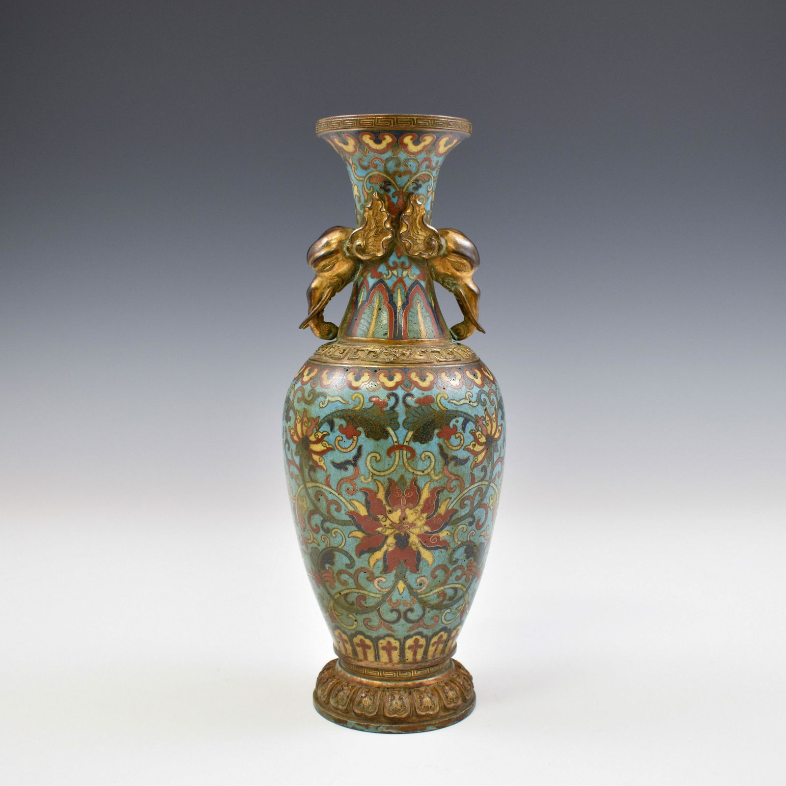 QIANLONG GILT BRONZE CLOISONNE VASE (1 of 10)