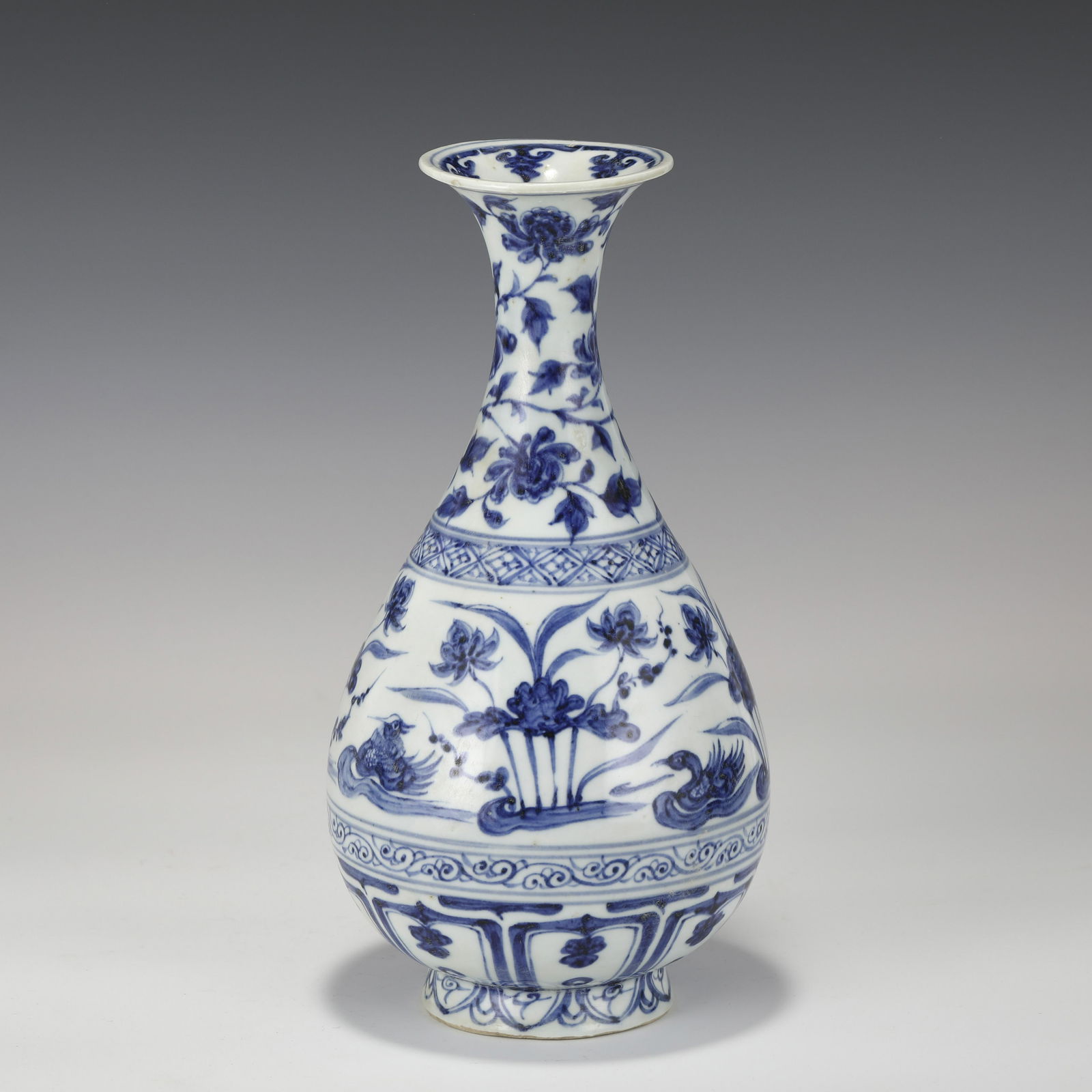 YUAN BLUE & WHITE JADE JAR PLUM BOTTLE VASE (1 of 10)