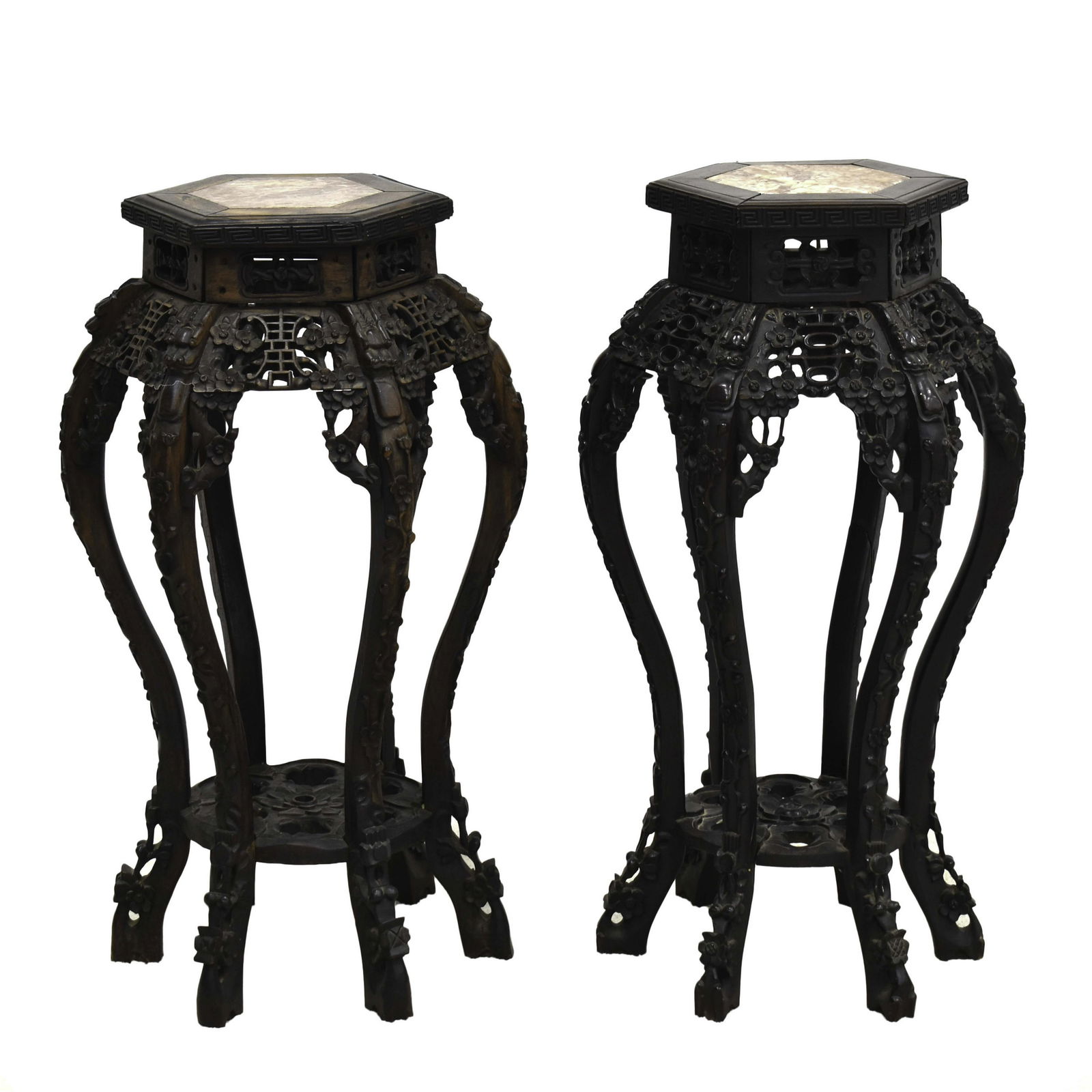 PAIR OF CHINESE CARVED WOODEN PLANT STANDS (1 of 9)