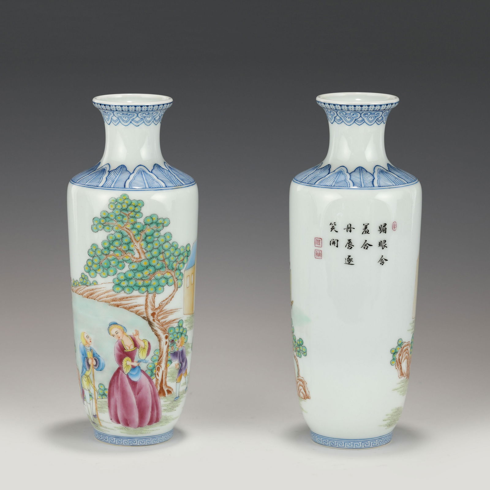 PAIR QIANLONG ENAMEL VASES (1 of 8)