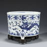 MING BLUE & WHITE INCENSE BURNER ON STAND