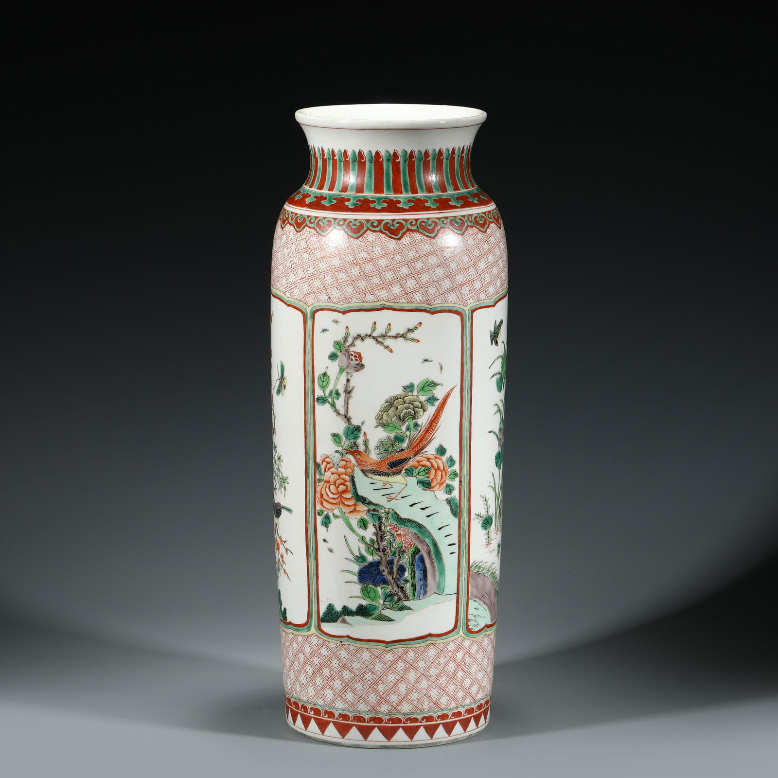 QING WUCAI ELEPHANT LEG VASE (1 of 10)