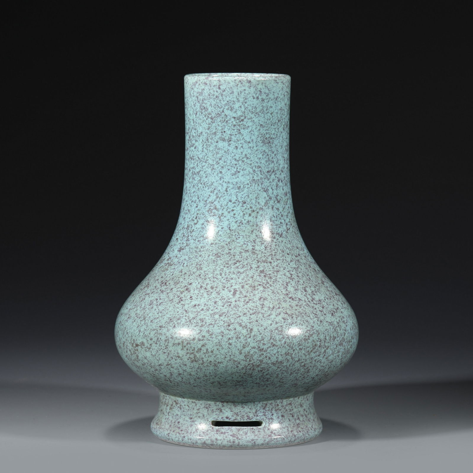 QING LU JUN GLAZED VASE: Dimensions: Width: 13.5cm, Height: 21cm Chinese Qing Dynasty QianLong Lu Jun Porcelain Vase. Potted in celestial shape vase, thick and tall, globular lower body, tapered gracefully toward straight tal