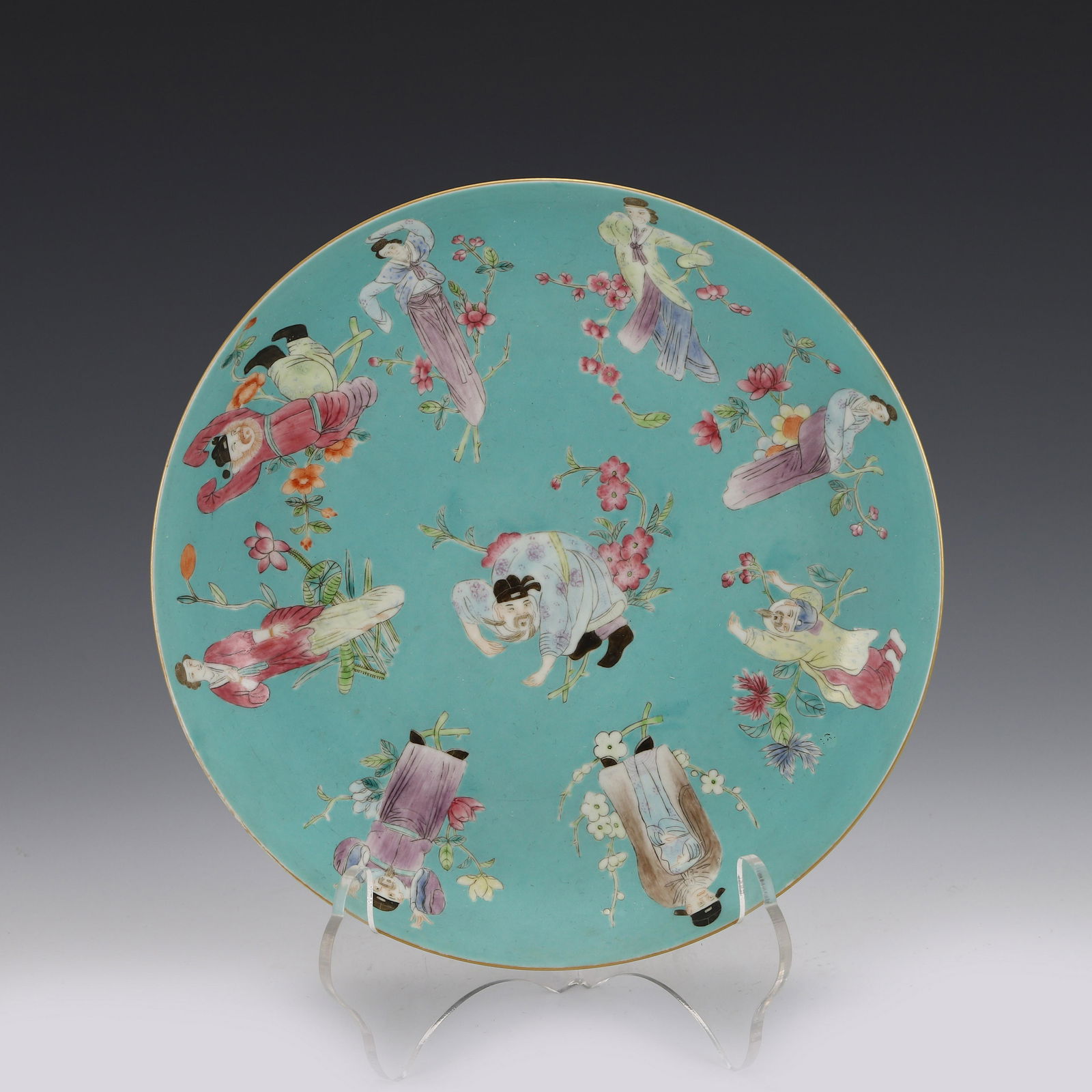 FAMILLE ROSE FIGURATIVE PLATE, QIANLONG MARK (1 of 7)