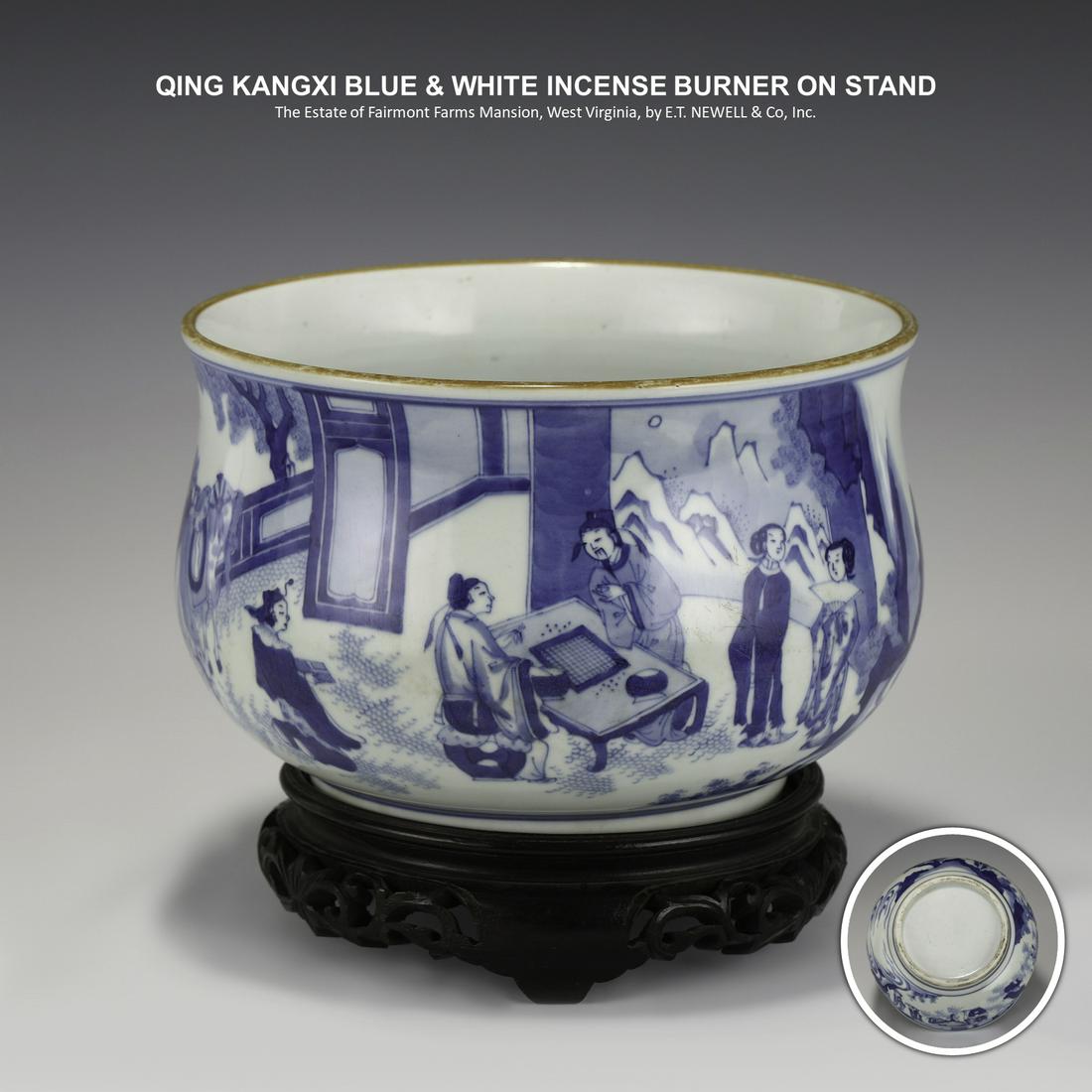 QING KANGXI BLUE & WHITE INCENSE BURNER (1 of 9)