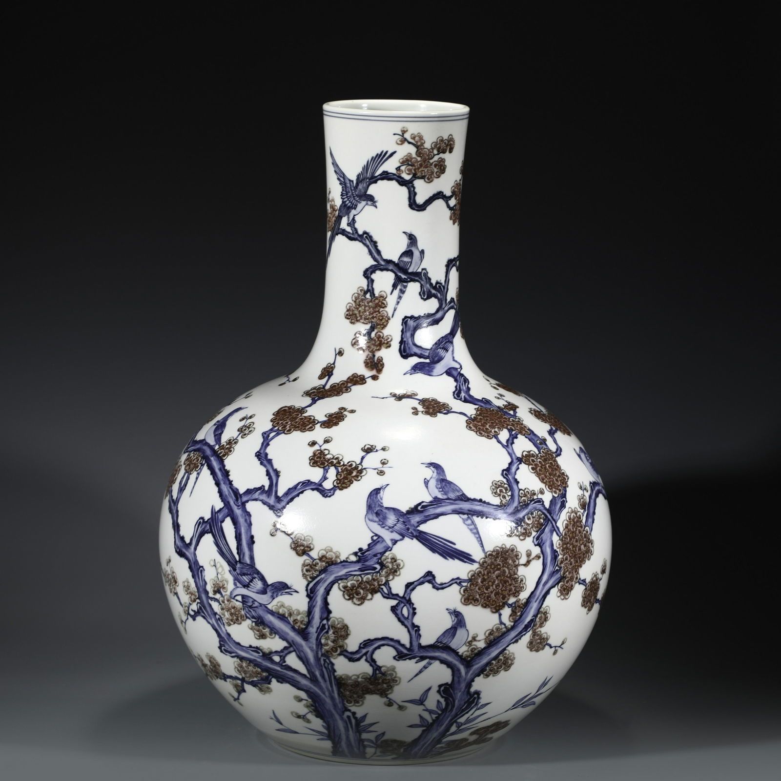 QING BLUE & WHITE UNDERGLAZE RED CELESTIAL VASE (1 of 10)