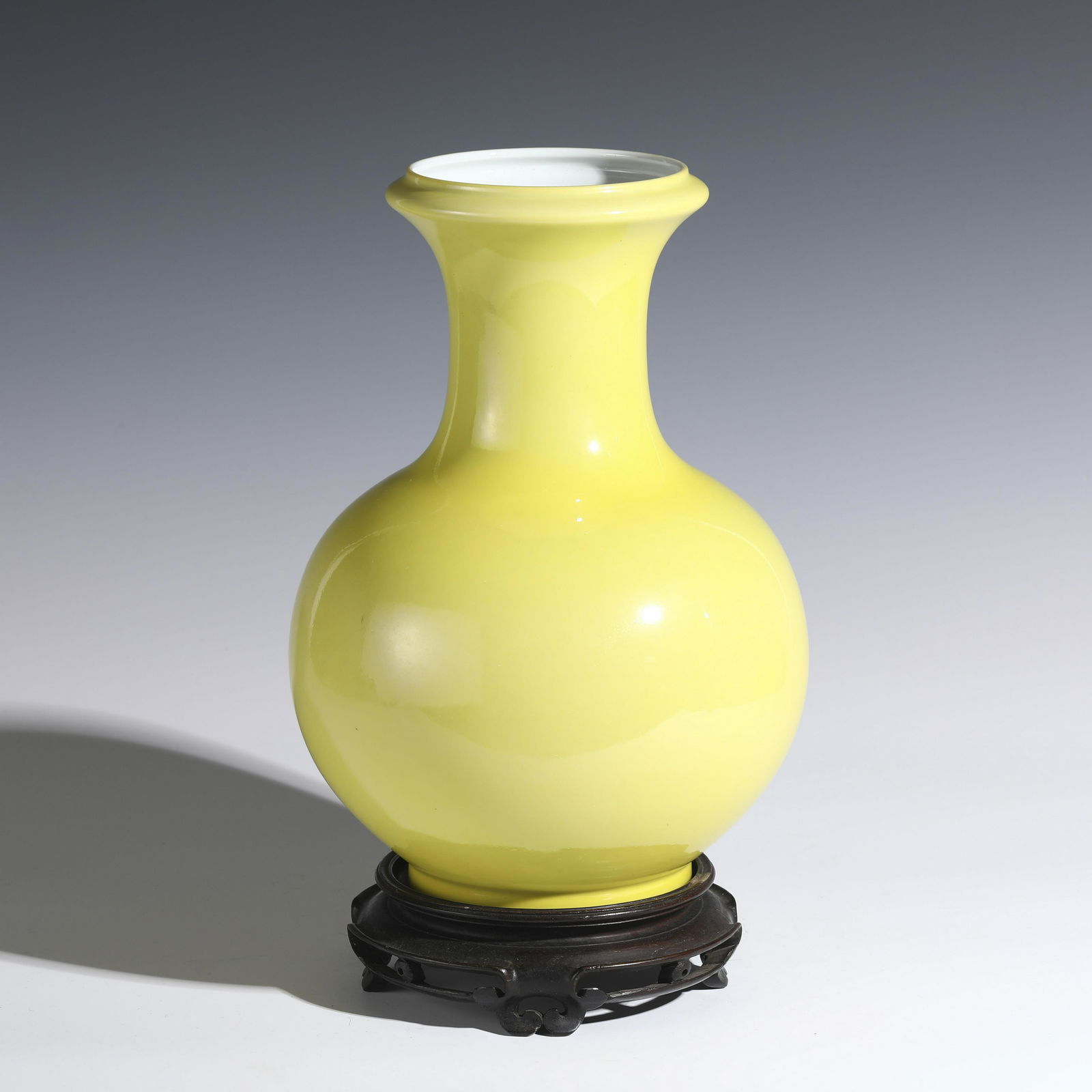 QING YONGZHENG YELLOW GLAZED VASE ON STAND (1 of 11)