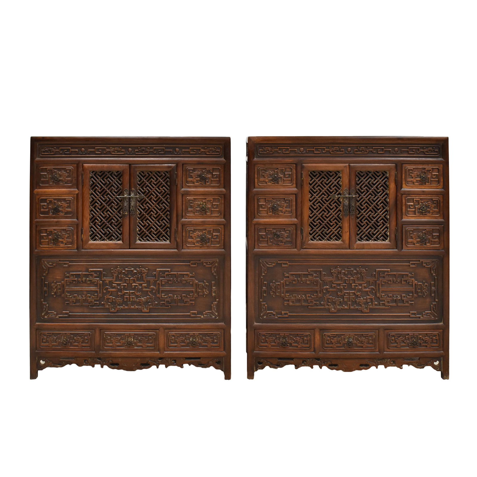 PAIR ANTIQUE CHINESE HUANGHUALI DRESSING CABINETS (1 of 11)