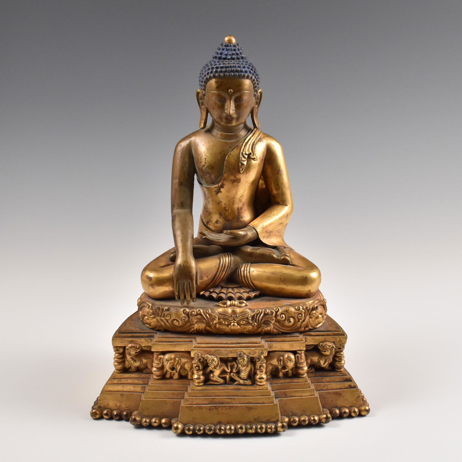 IMPORTANT, GILT BRONZE SHAKYAMUNI BUDDHA (1 of 11)