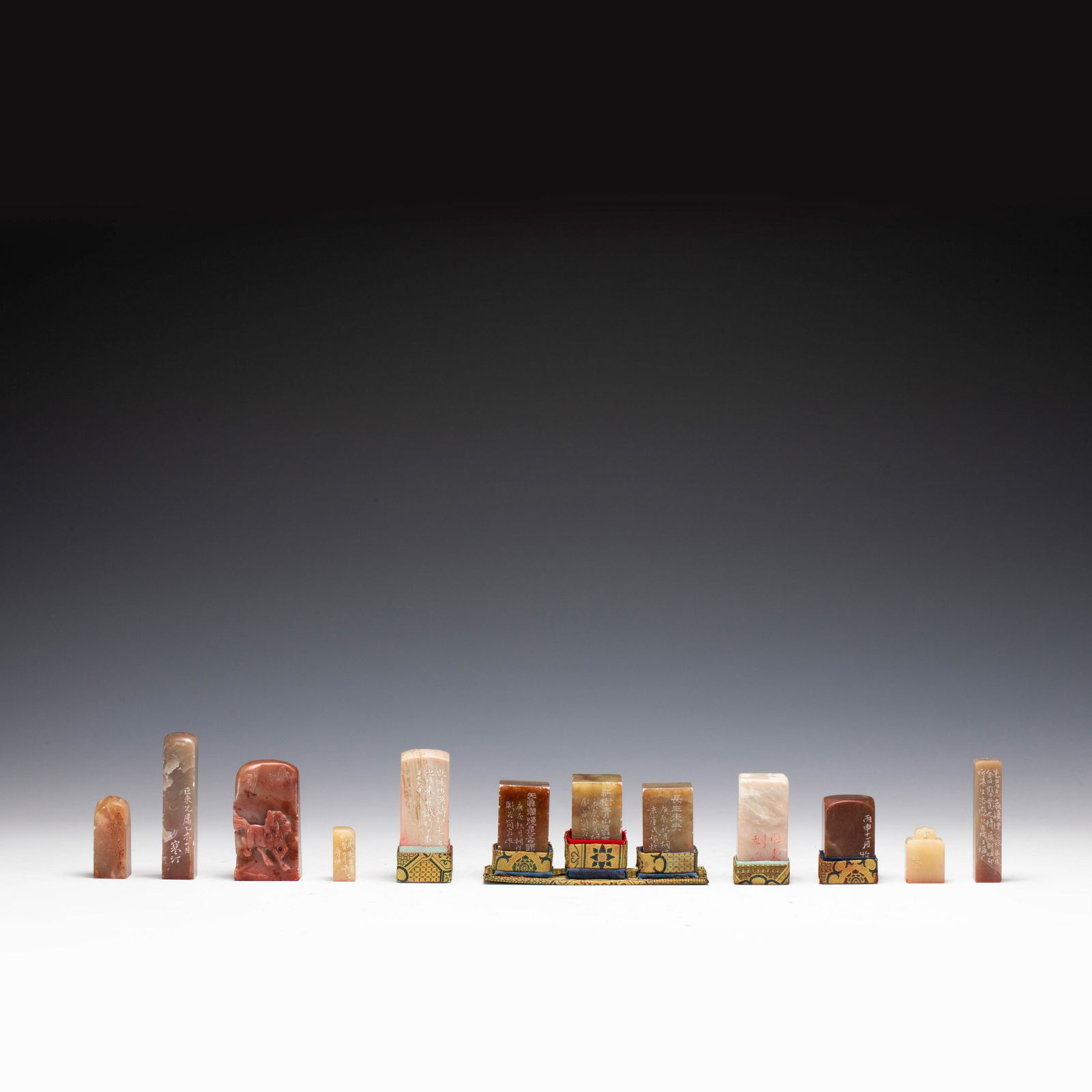 SET OF TWELVE SHOUSHAN STONE CHOP SEALS (1 of 12)