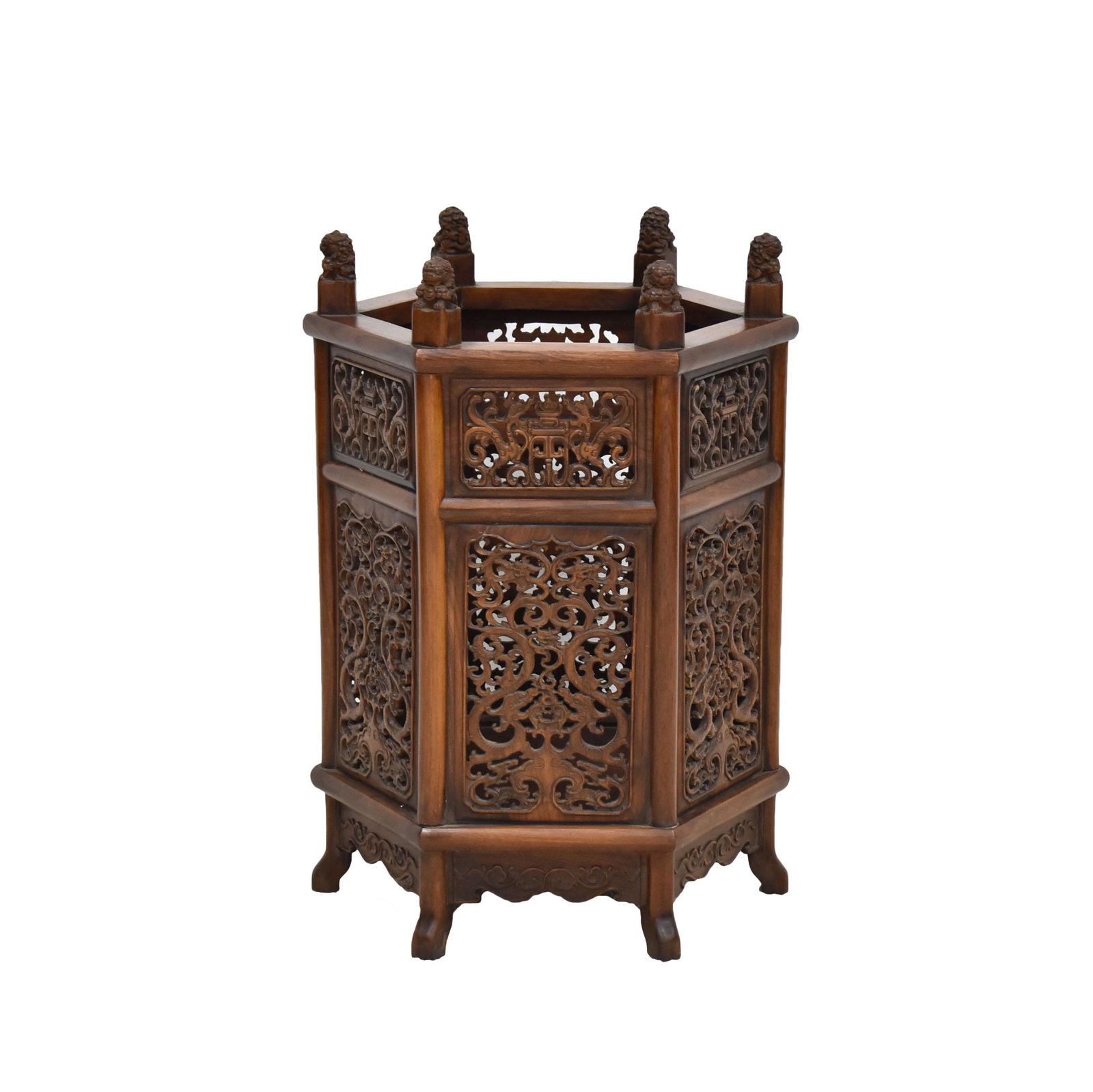 ANTIQUE OPEN-WORKS HUANGHUALI UMBRELLA BASKET: Dimensions: 31" H x 19" W ANTIQUE OPEN-WORKS HUANGHUALI UMBRELLA BASKET