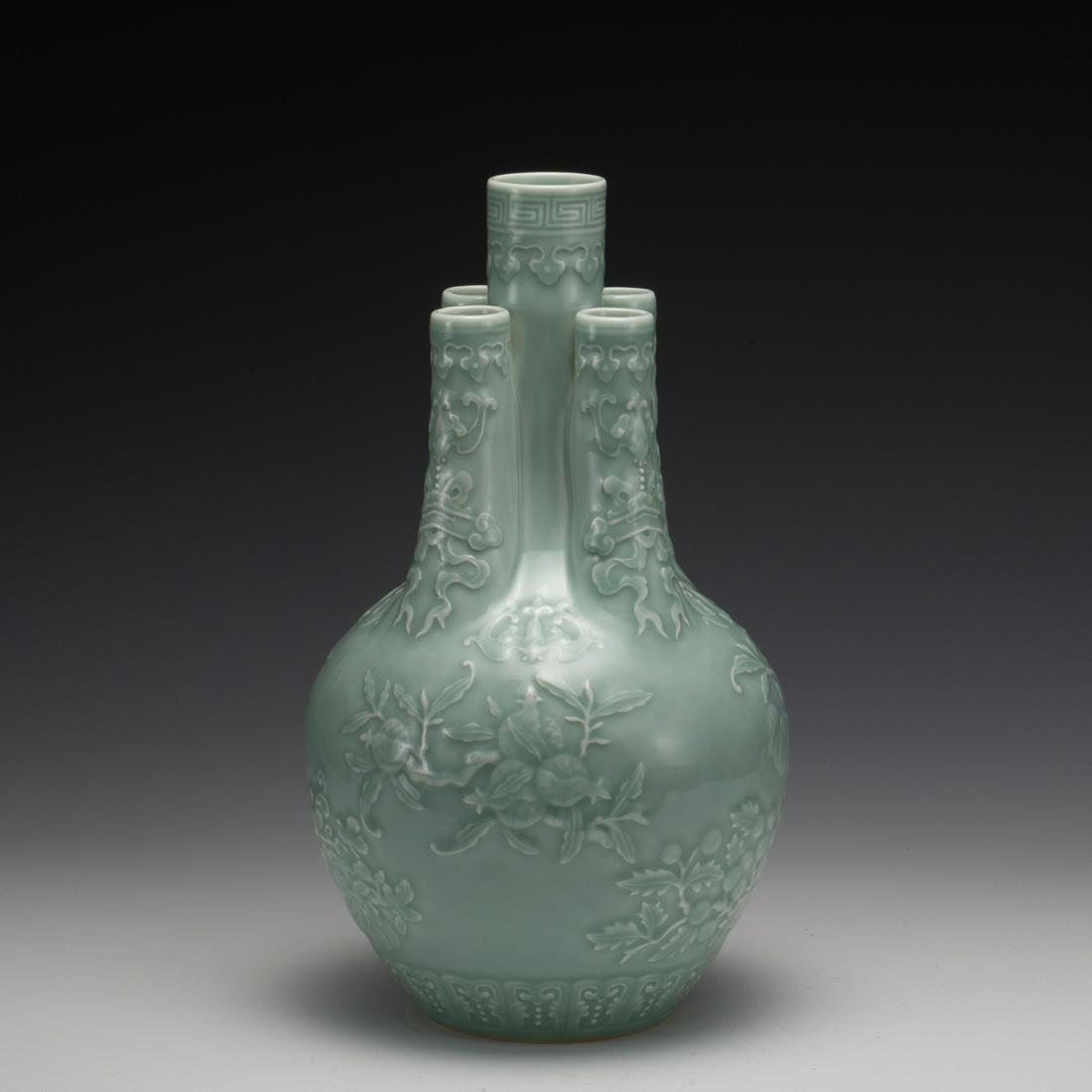 QING QIANLONG DOUCAI FIVE-TUBE VASE (1 of 9)