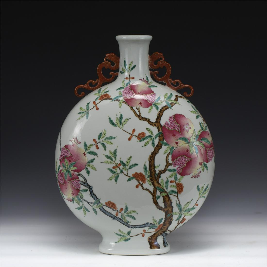 QING YONGZHENG FAMILLE ROSE  MOON VASE (1 of 11)