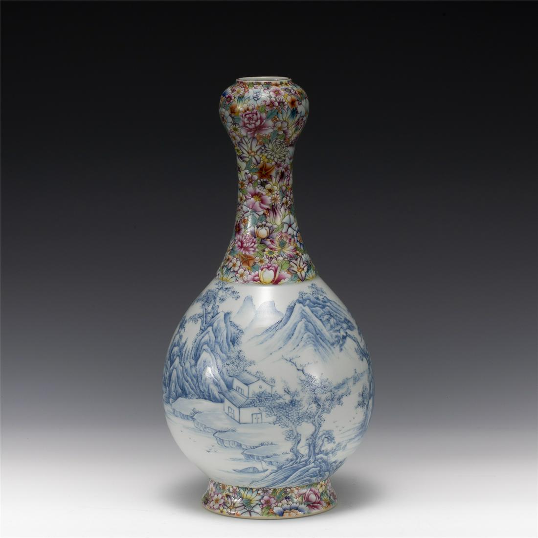QING QIANLONG FAMILLE ROSE GARLIC VASE (1 of 12)