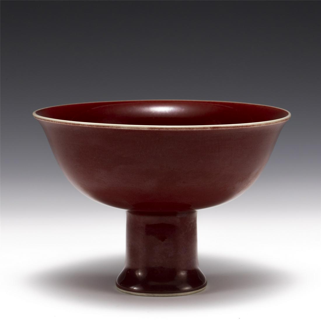 MING XUANDE SACRIFICIAL RED STEM BOWL (1 of 6)